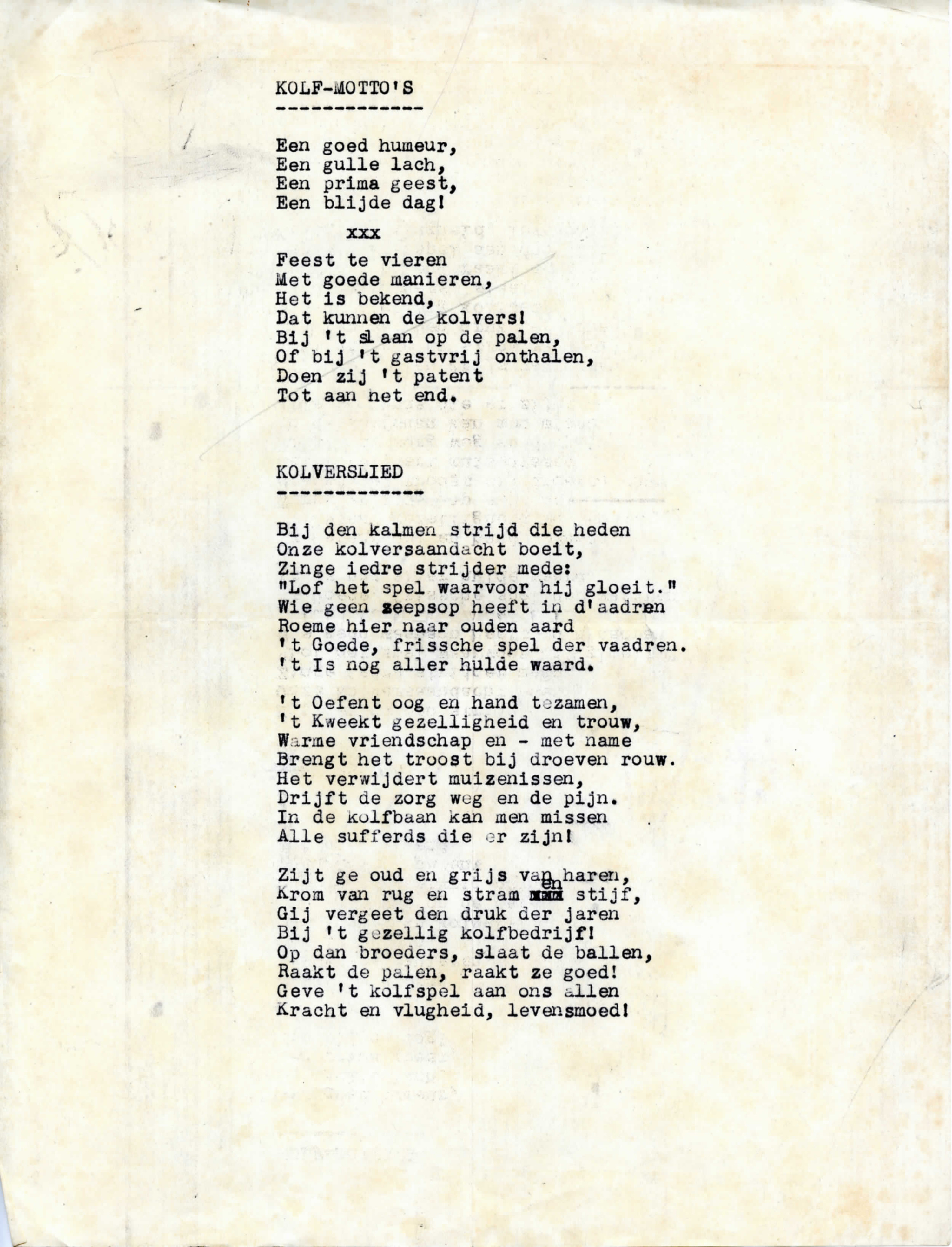 Joop Brongers, Kolfmotto's