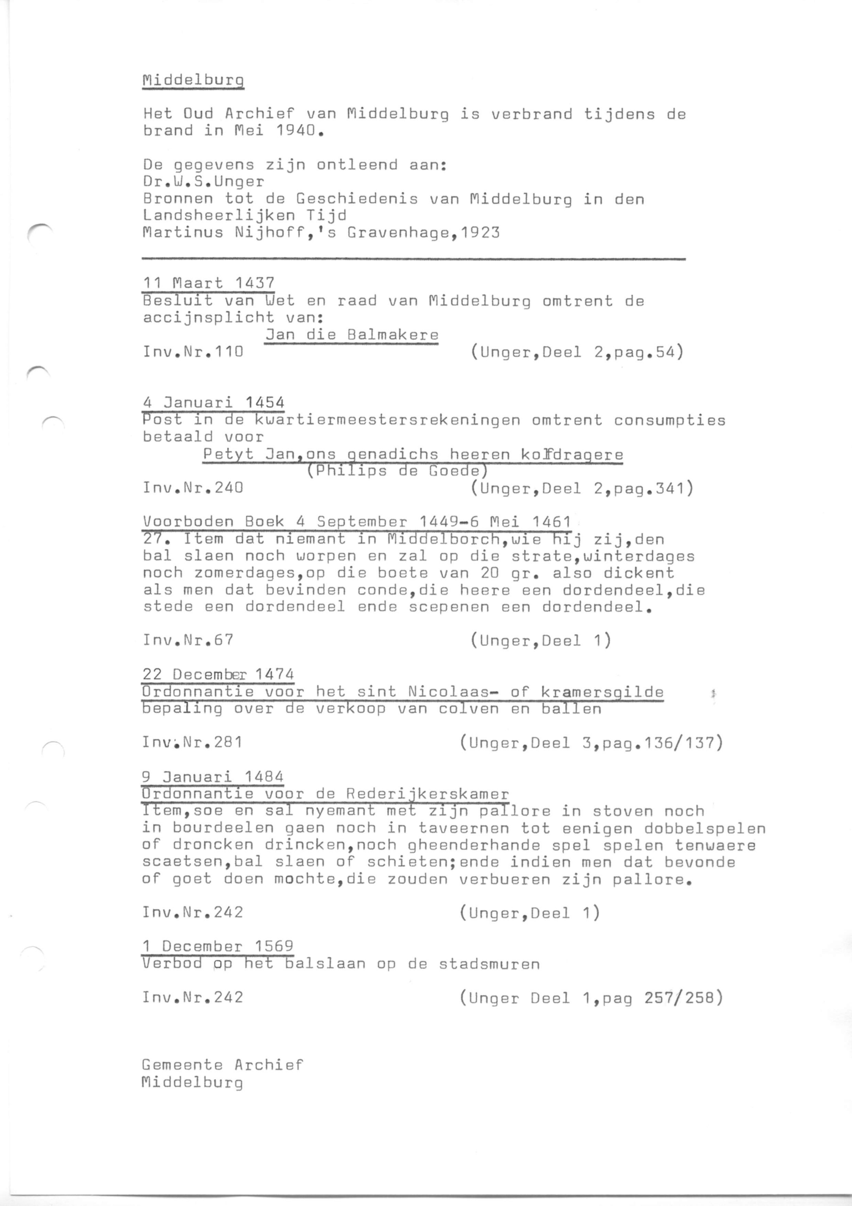 Rechtsbronnen Middelburg (transcripties)