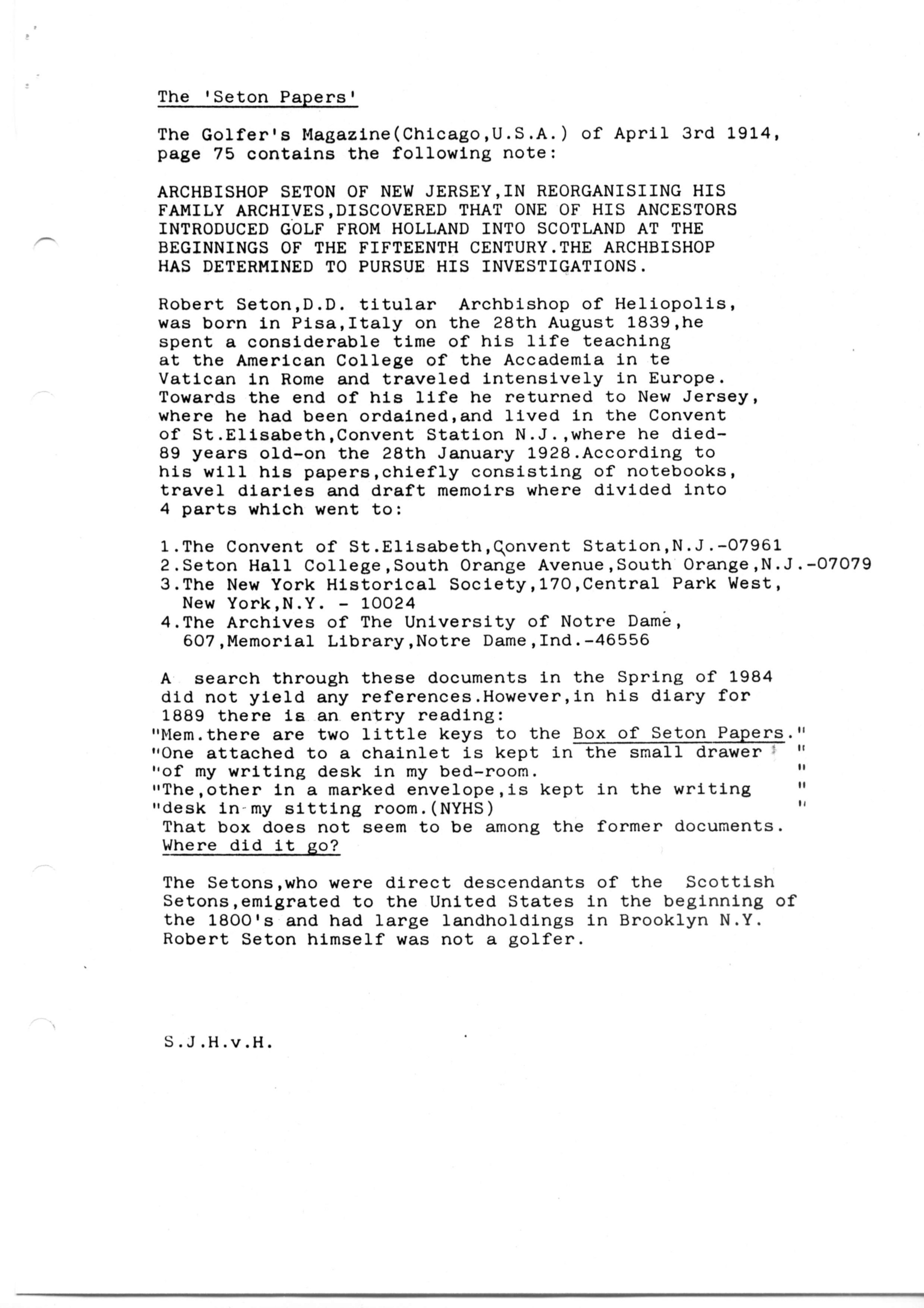 Scotland 2, Seton Papers, Pall Mall and more