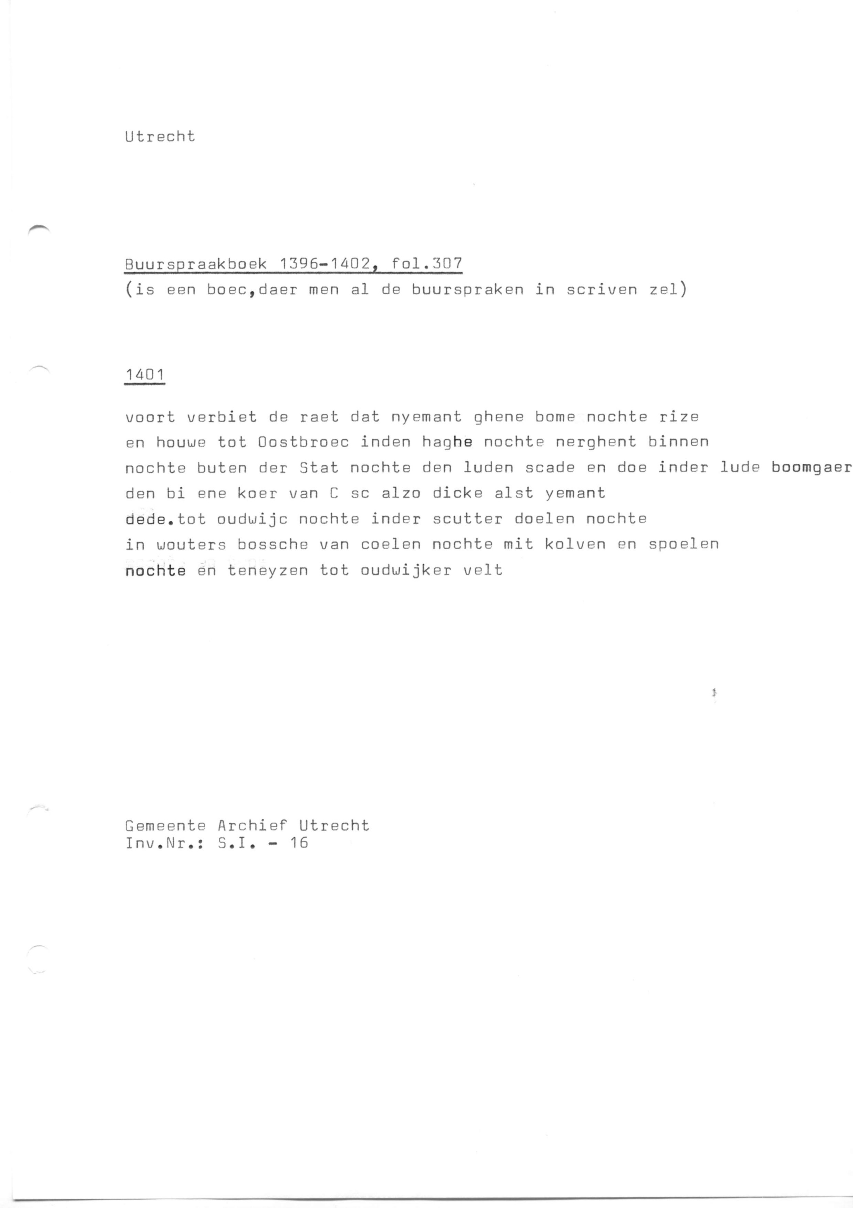 Rechtsbronnen, Buurspraakboek Utrecht (transcripties)