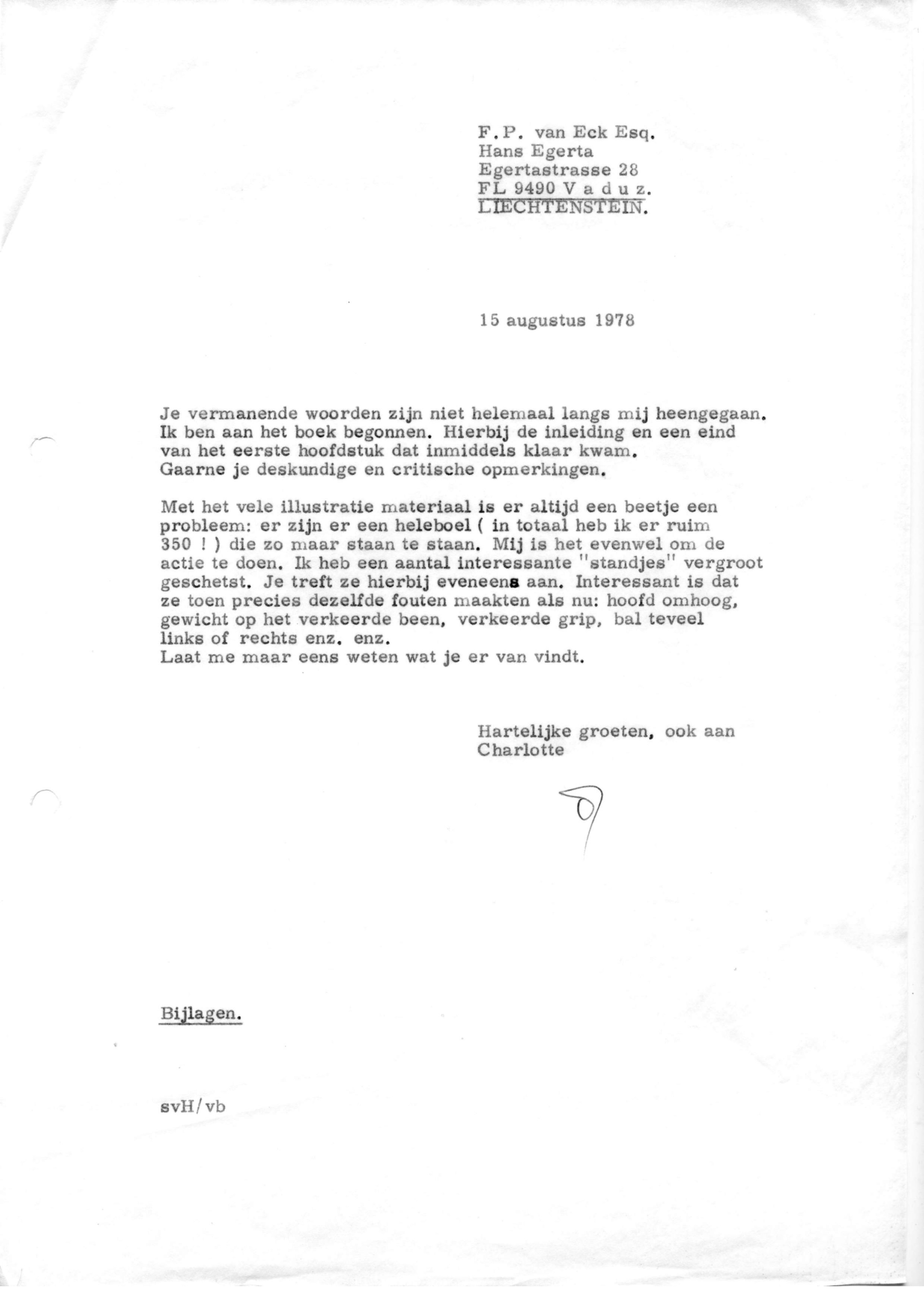 Correspondentie, Steven J.H. van Hengel met F.P. van Eck, Colf-illustraties. 1978