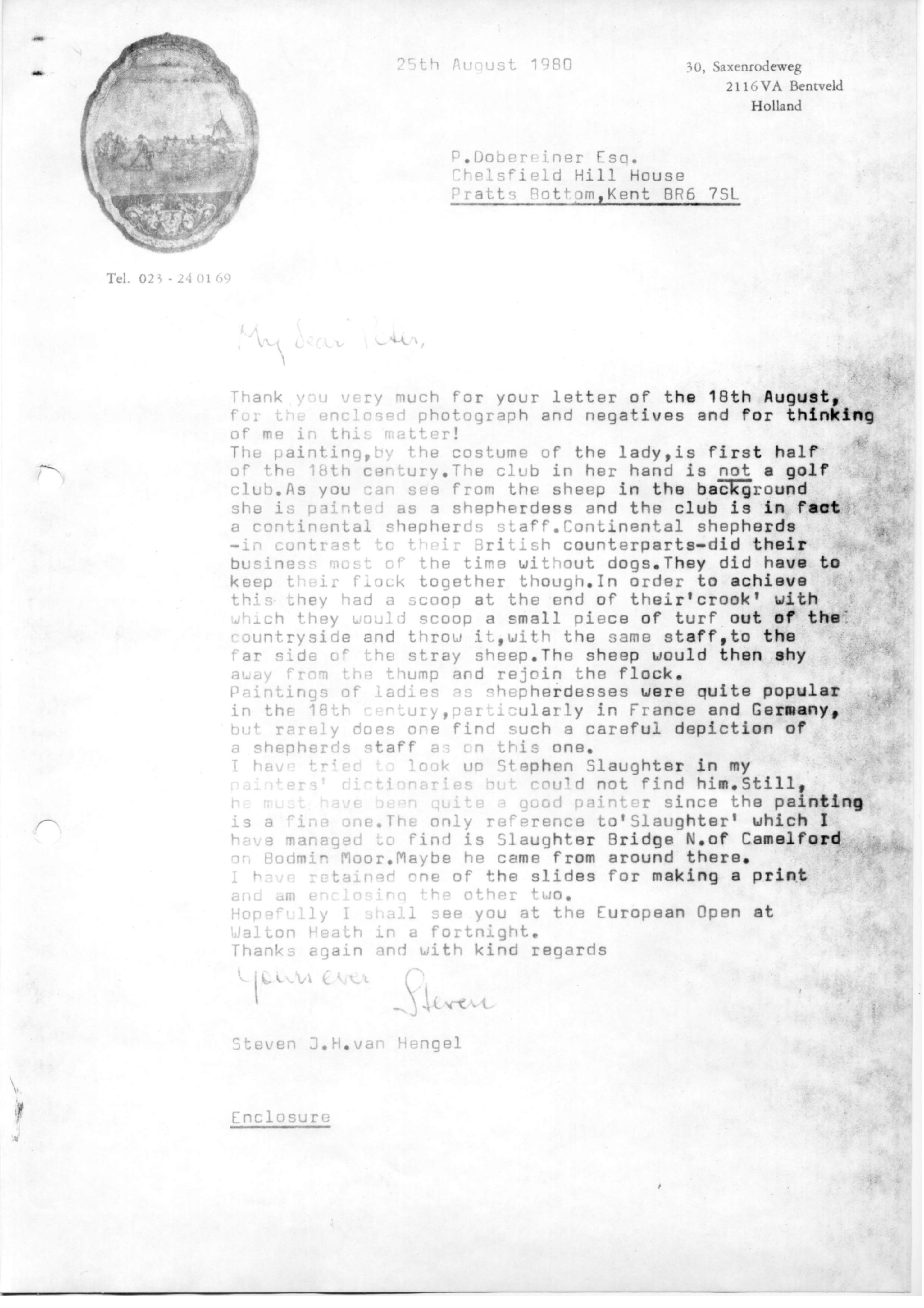 Correspondentie, Steven J.H. van Hengel met Peter Dobereiner. 1980-1982