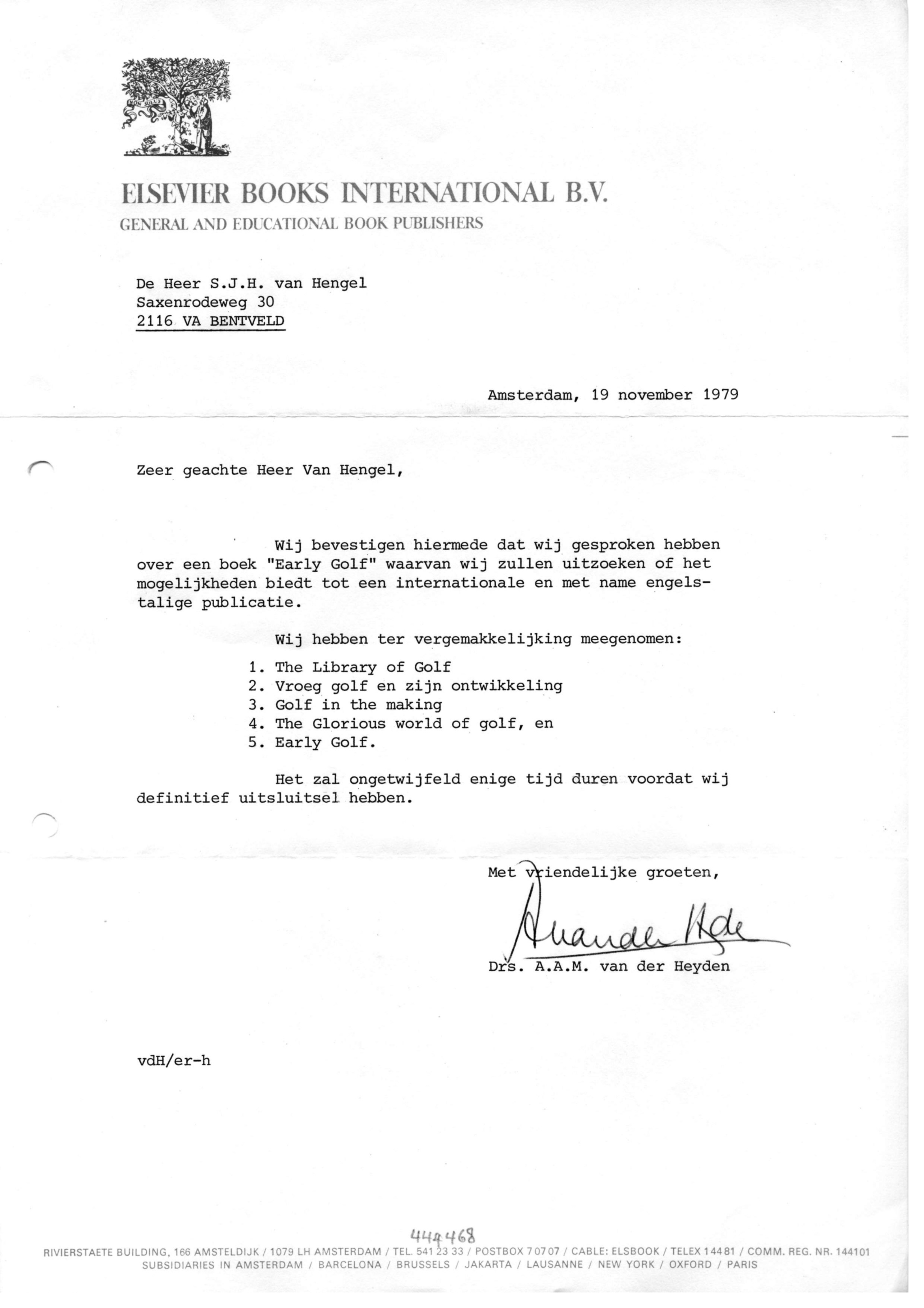 Correspondentie, Steven J.H. van Hengel met Elsevier. 1979-1981
