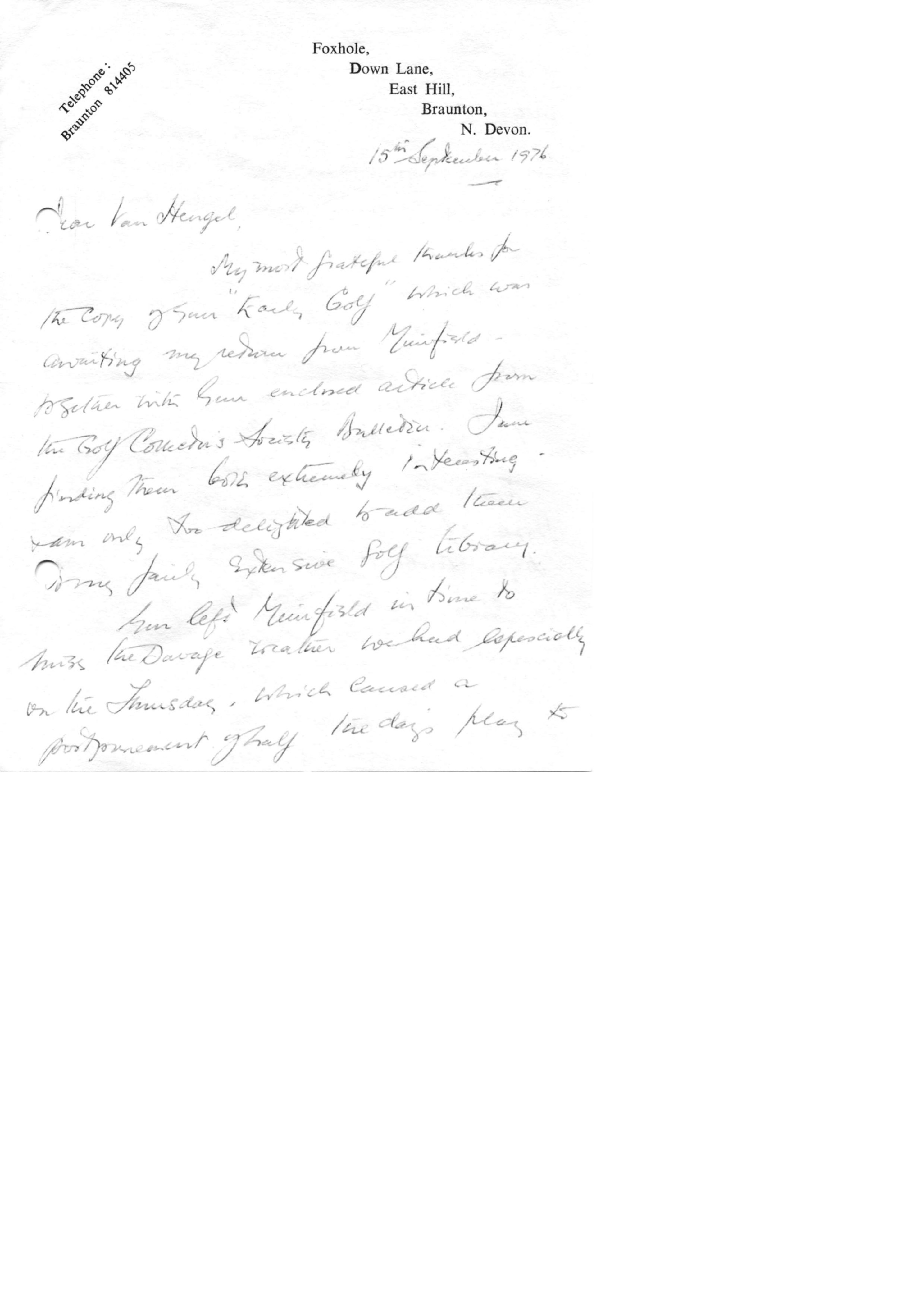 Correspondentie, Steven J.H. van Hengel met ? Goodban. 1976