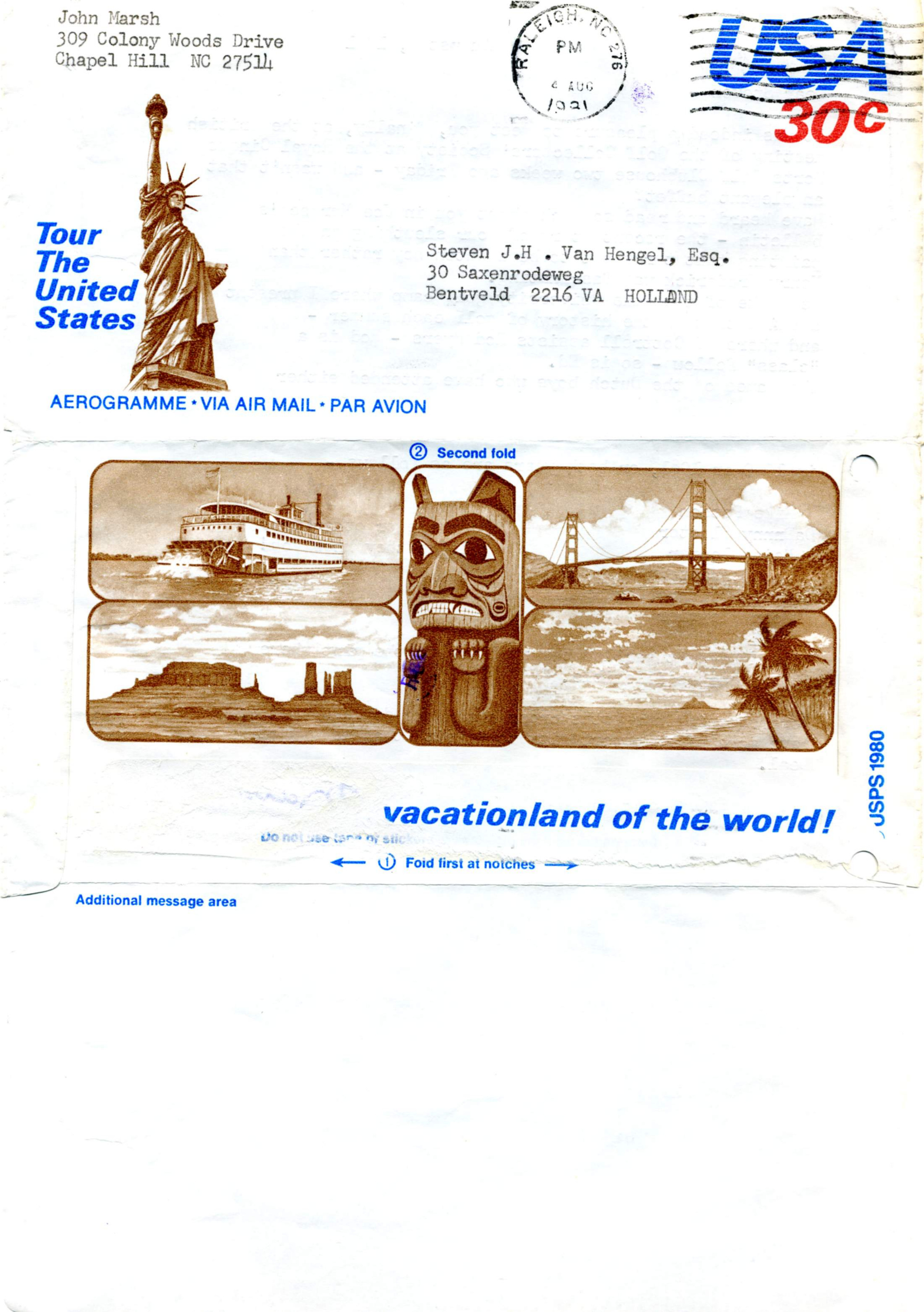 Correspondentie, Steven J.H. van Hengel met John Marsh. 1981