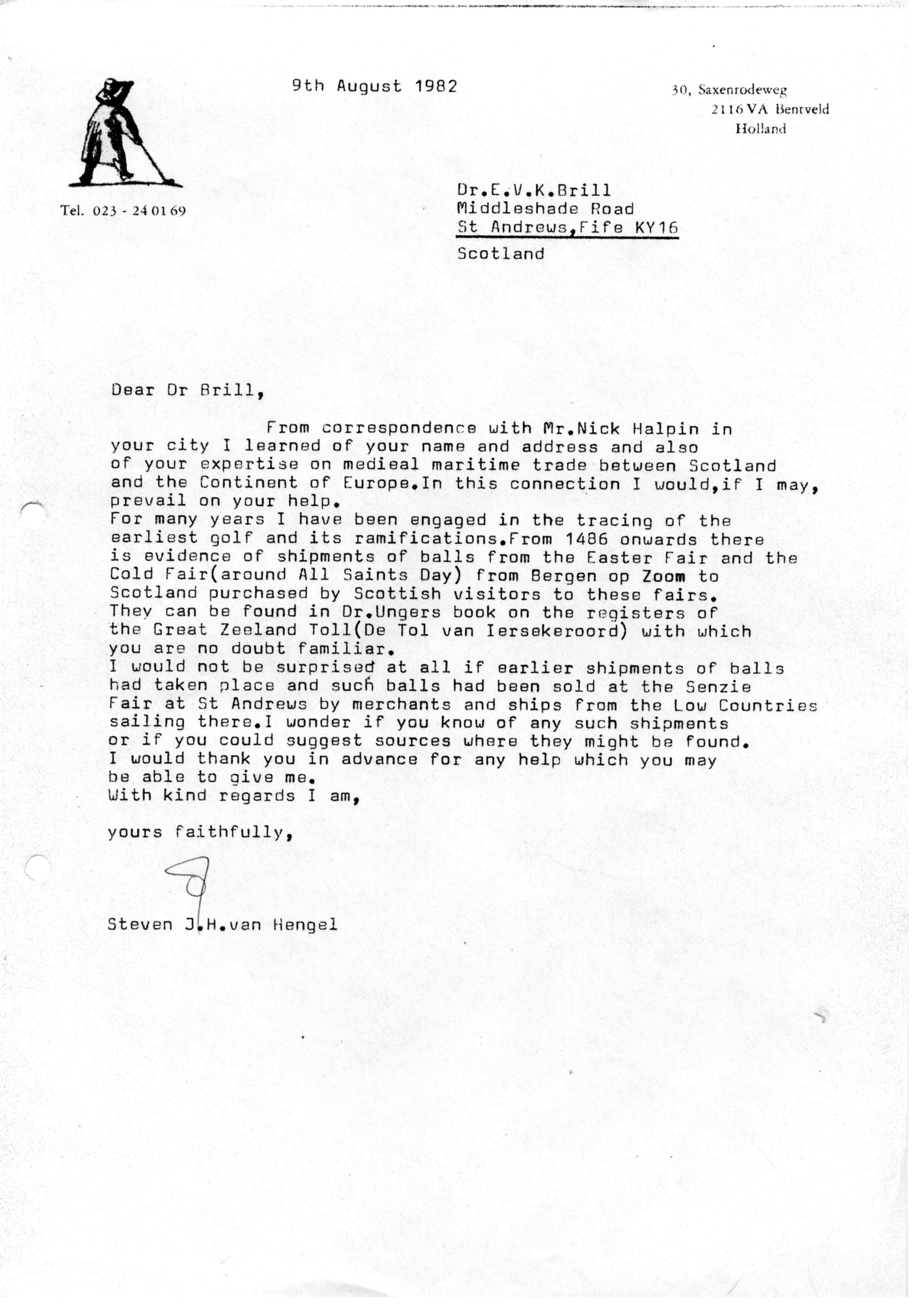 Correspondentie, Steven J.H. van Hengel met E.V.K. Brill, Tol van Iersekeroord. 1982-1984