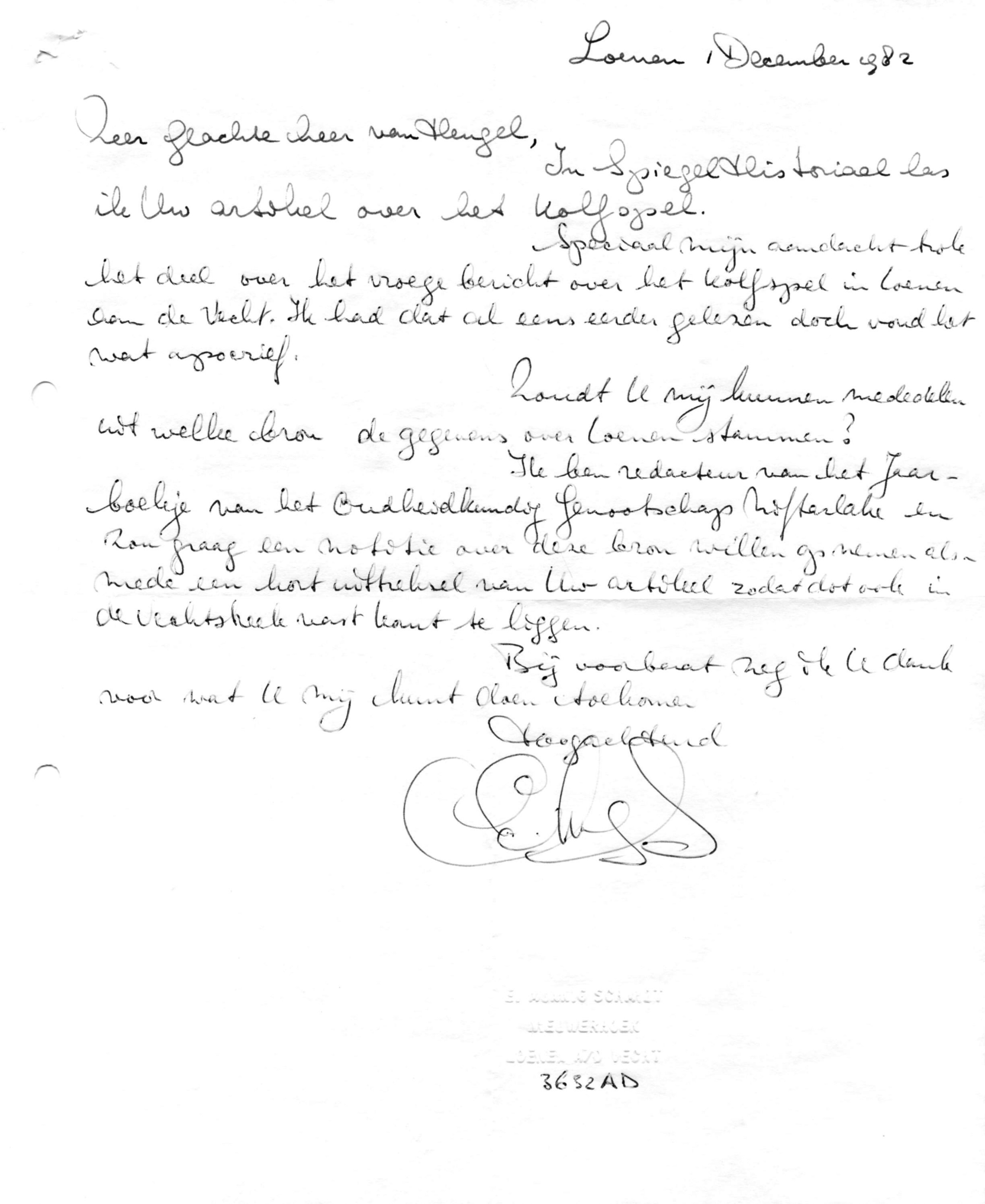 Correspondentie, Steven J.H. van Hengel met Unieboek, Loenen aan de Vecht, Spiegel Historiael, Niftarlake. 1982