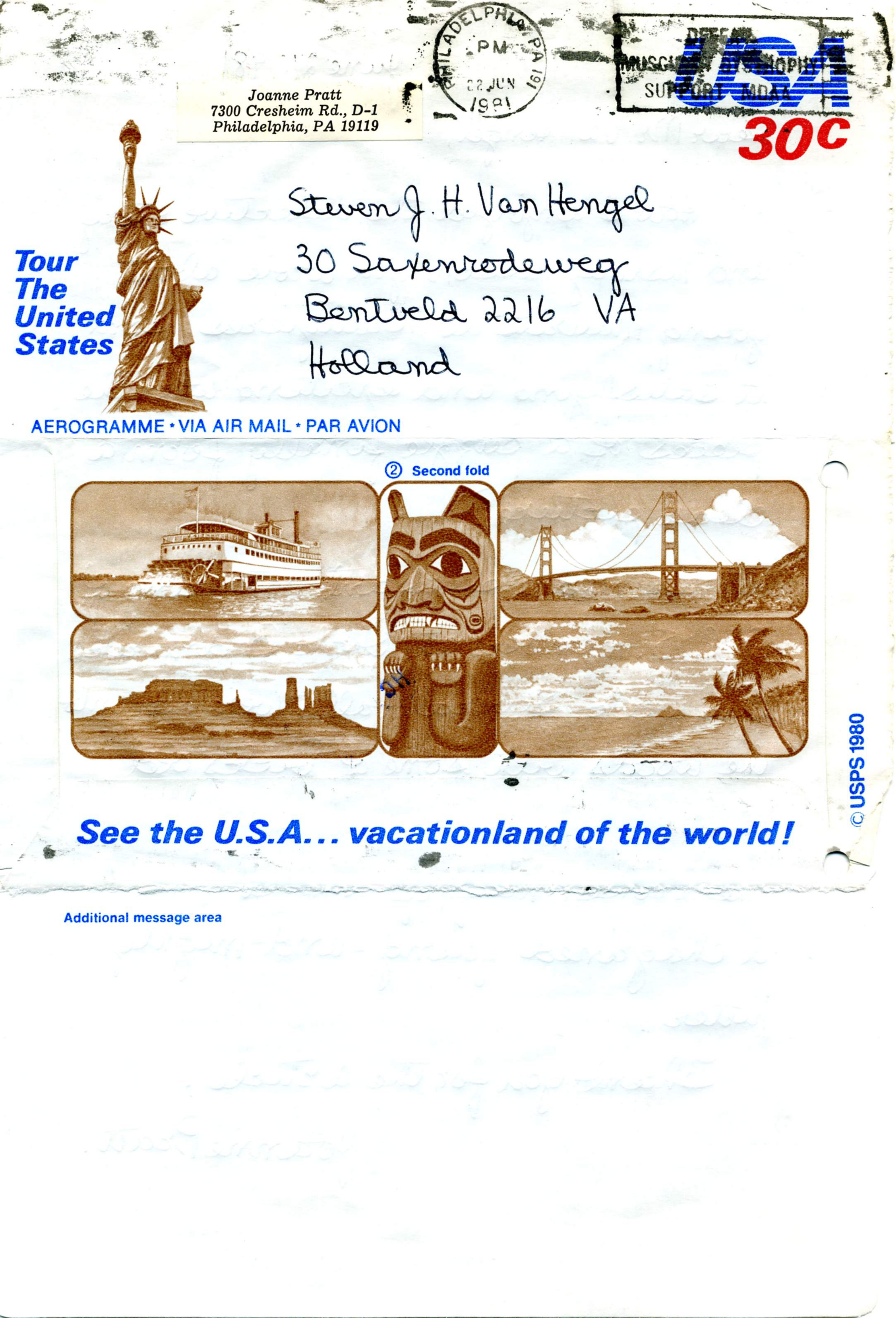 Correspondentie, Steven J,H, van Hengel van Joanne Pratt, Maurits de Héraugières. 1981