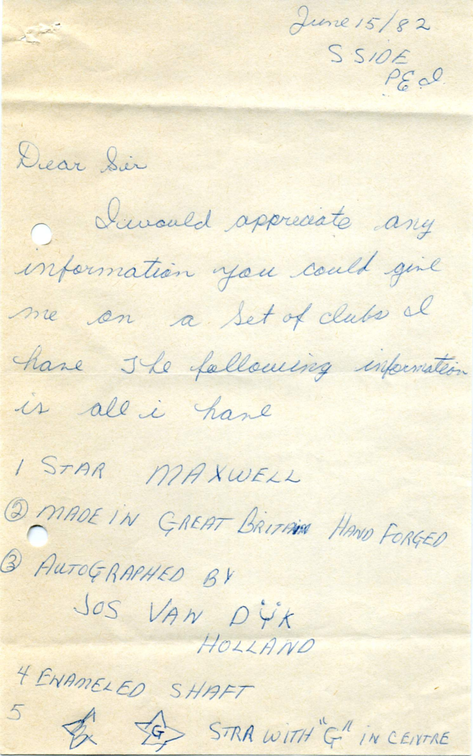 Correspondentie, Steven J.H. van Hengel met C.H. Stewart. 1982