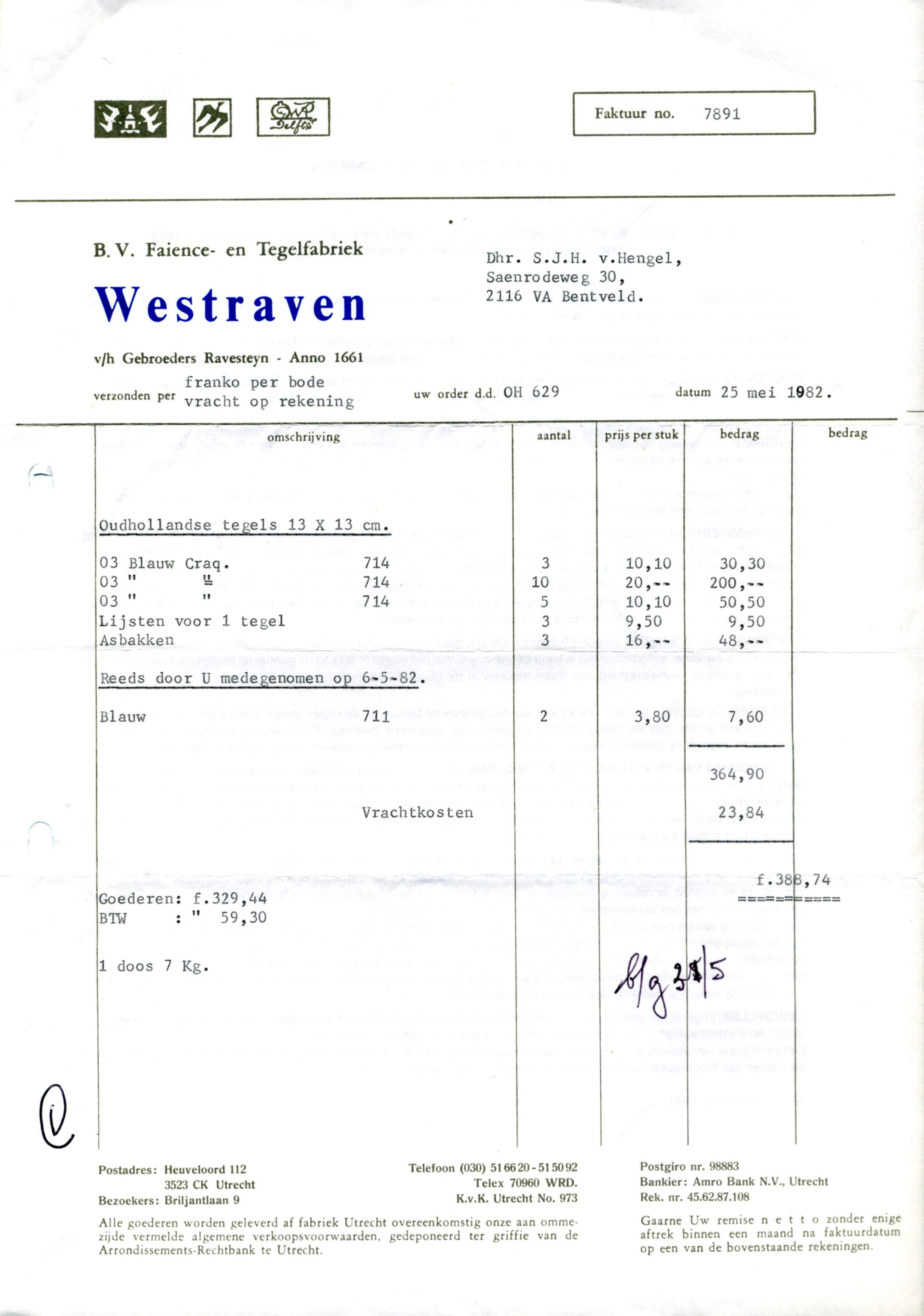 Correspondentie, Westraven aan Steven J.H. van Hengel. 1982