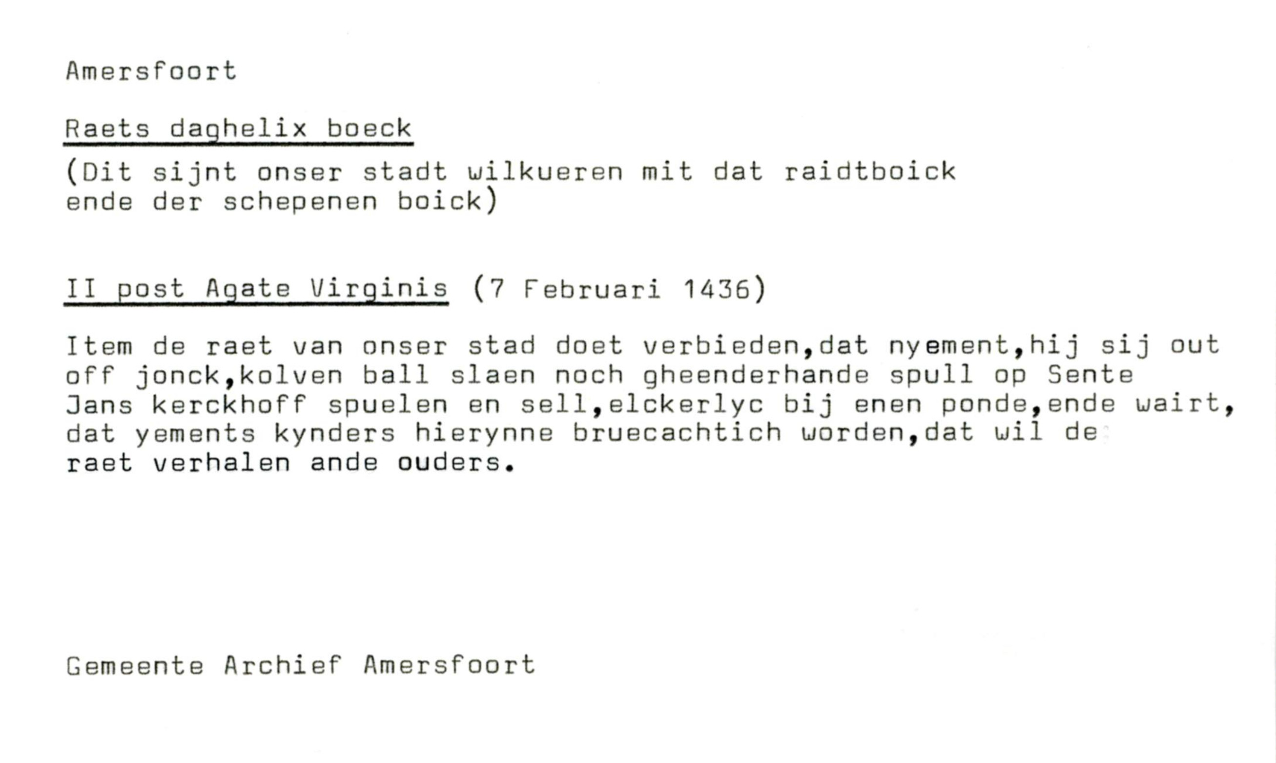 Archief S.J.H. van Hengel, Amersfoort, Raets daghelix boeck - 1436