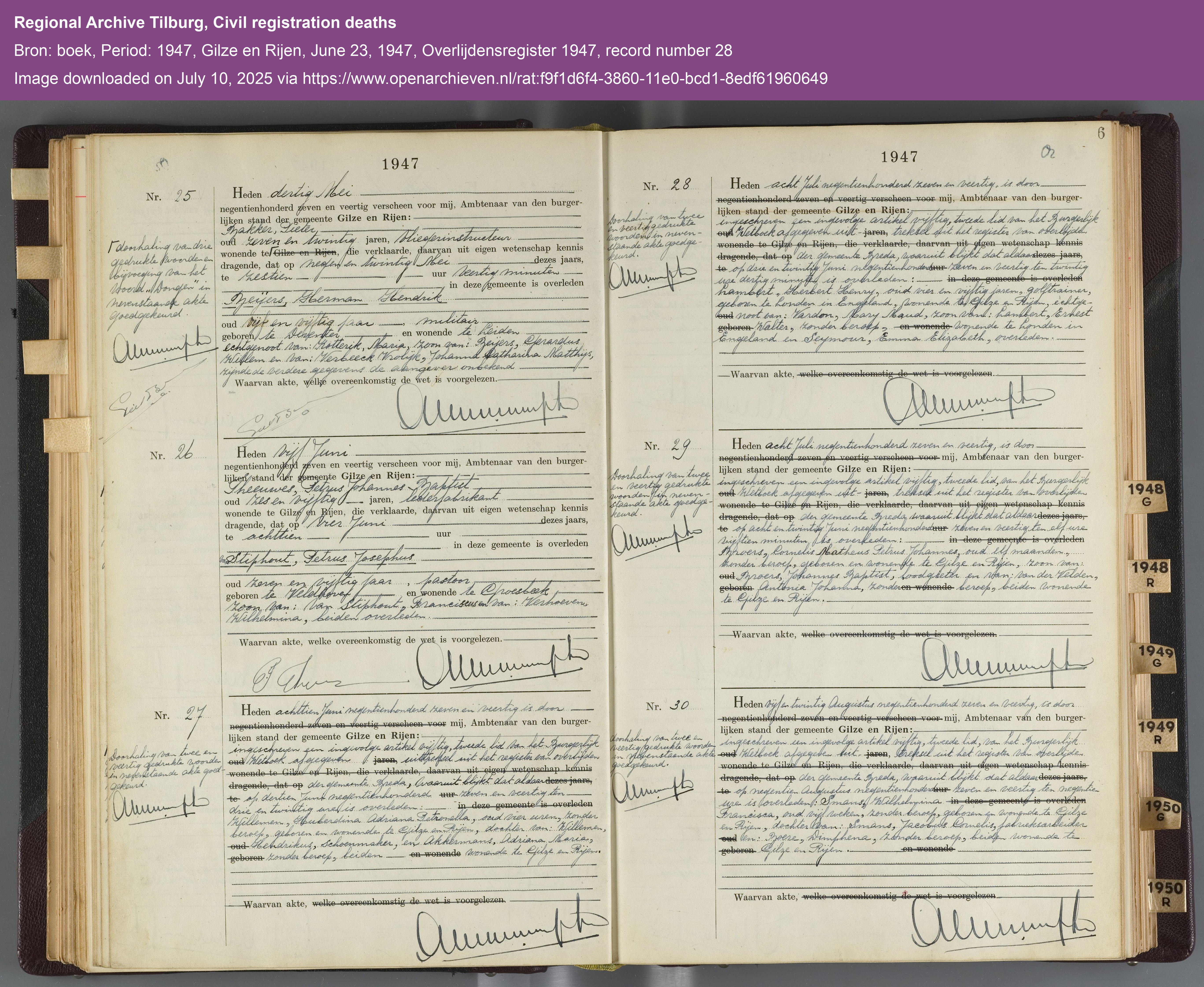 H.H. Lambert, Overlijden, 23 juni - 1947