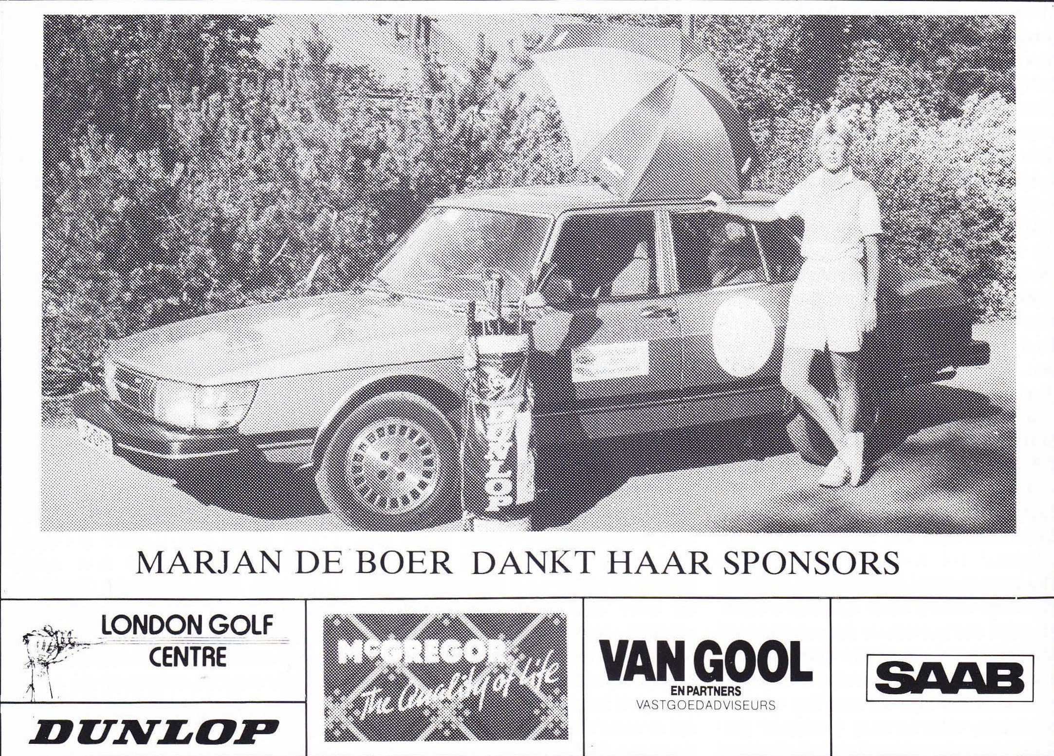 Marjan de Boer dankt haar sponsors - 1986