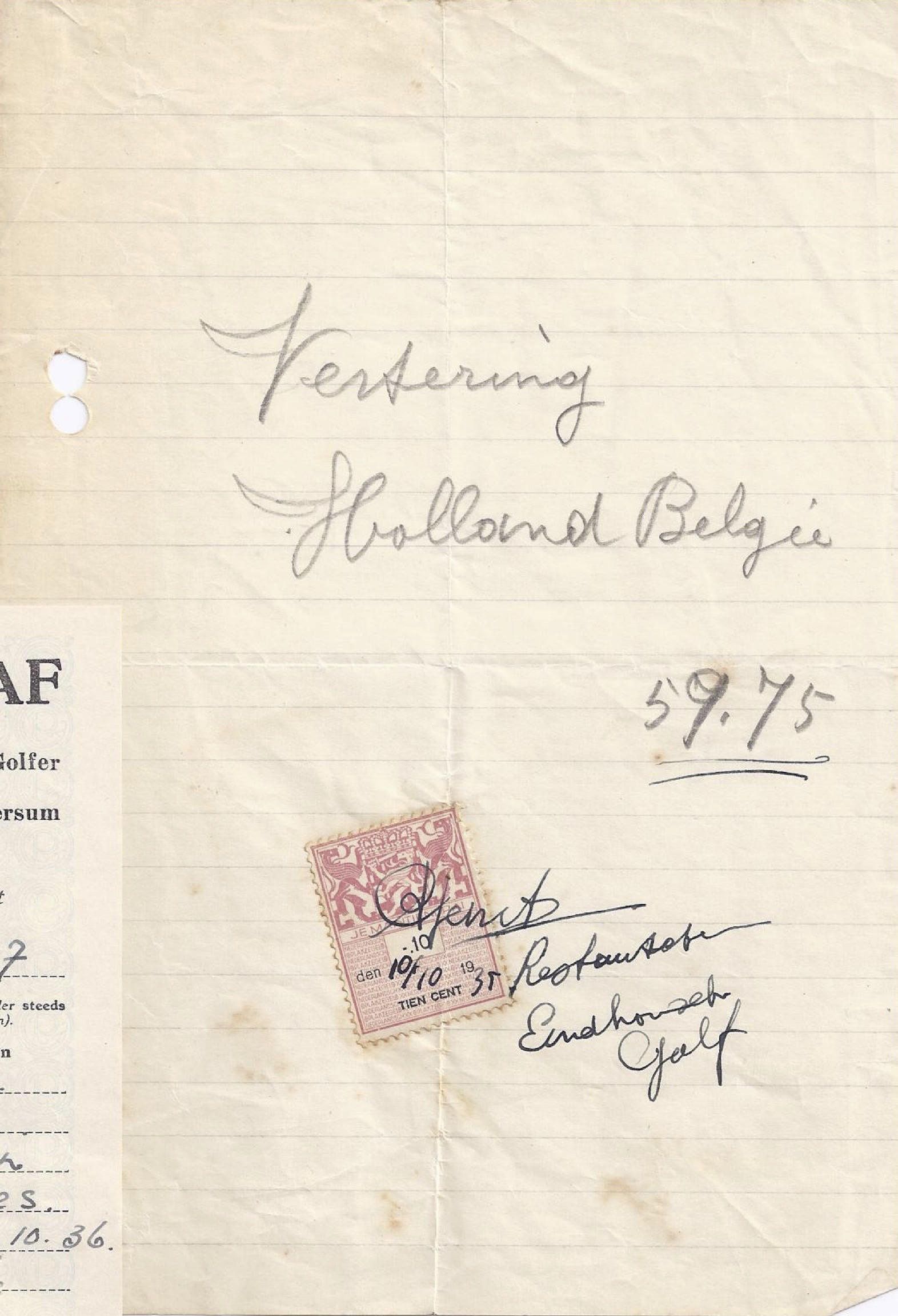 Vertering J. Blansjaar tijdens Nederland-België op de Eindhovensche op 10 oktober 1935 - 1936