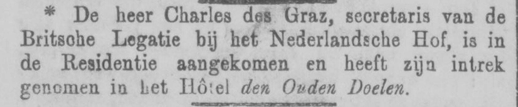 Charles des Graz, Dagblad van Zuidholland en ’s Gravenhage, 27 februari - 1891