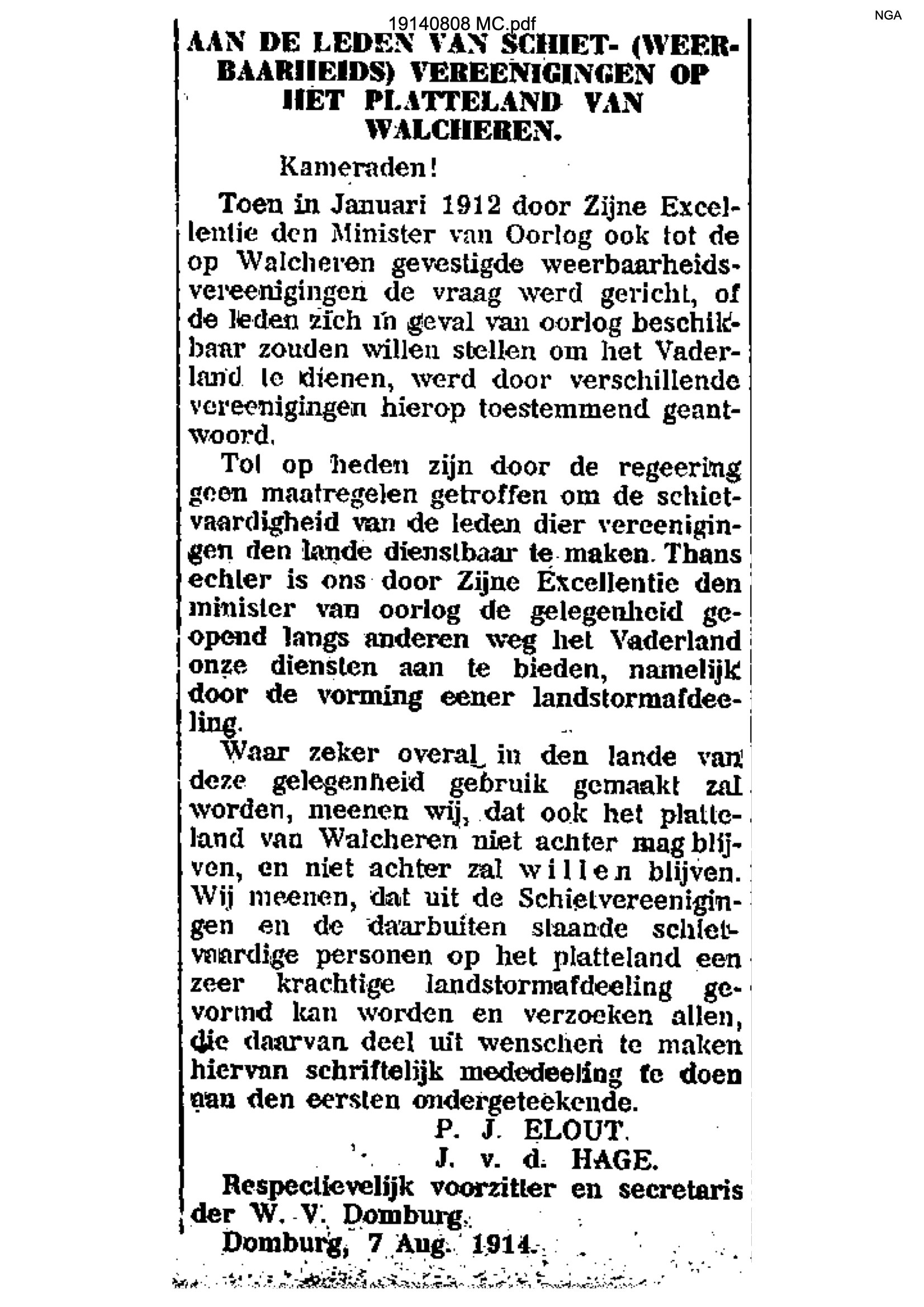 Middelburgsche Courant - 19140808