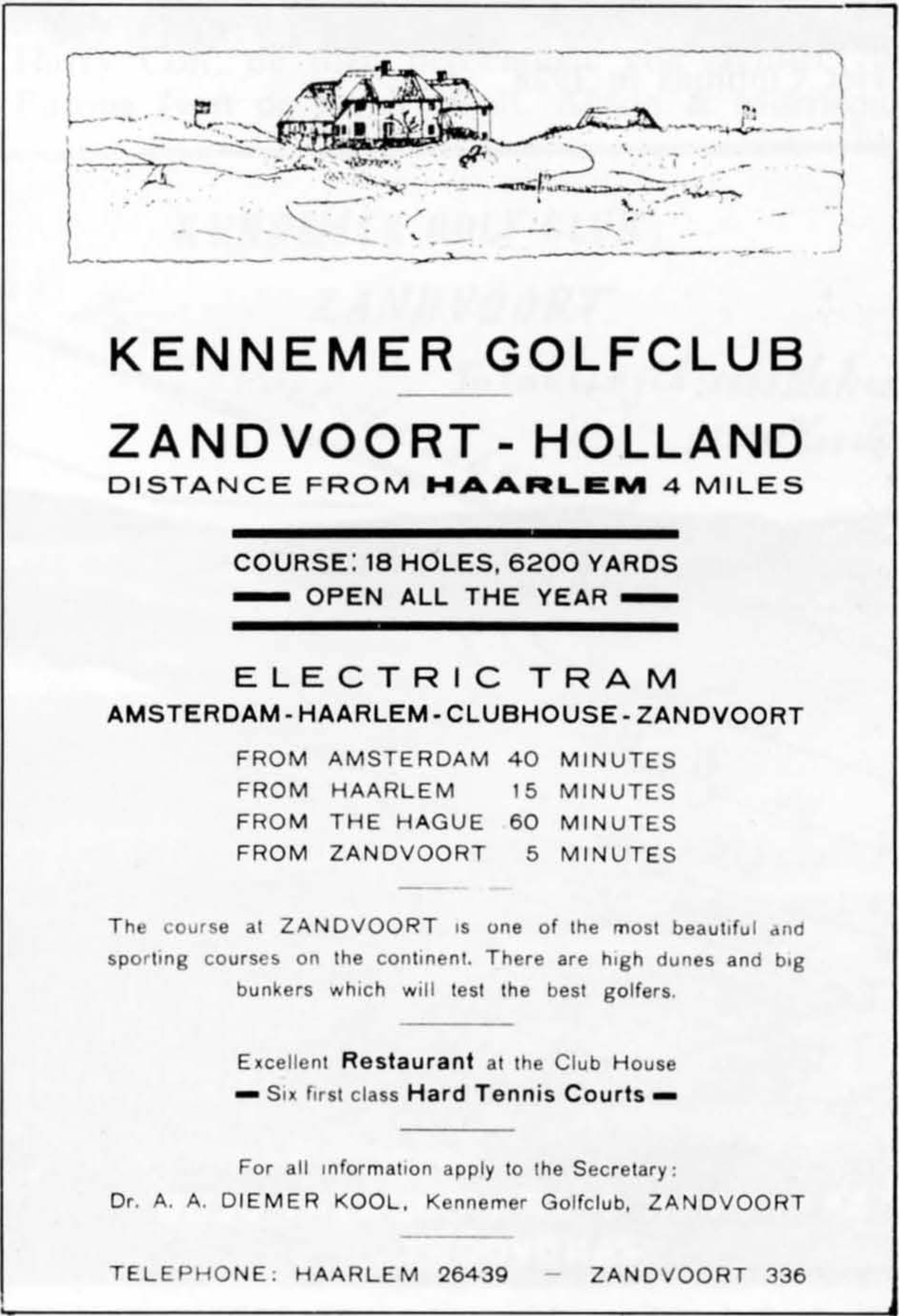 Advertentie Kennemer GC - 1928