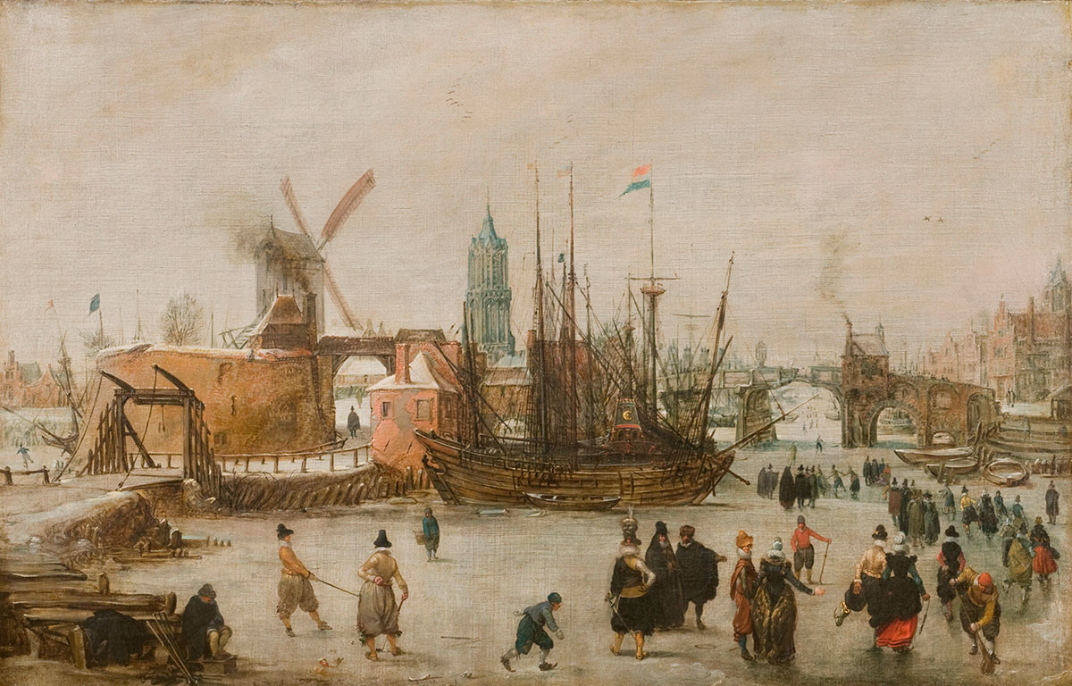 Anoniem, Schaatsers en colfspelers op de Seine. Na 1608