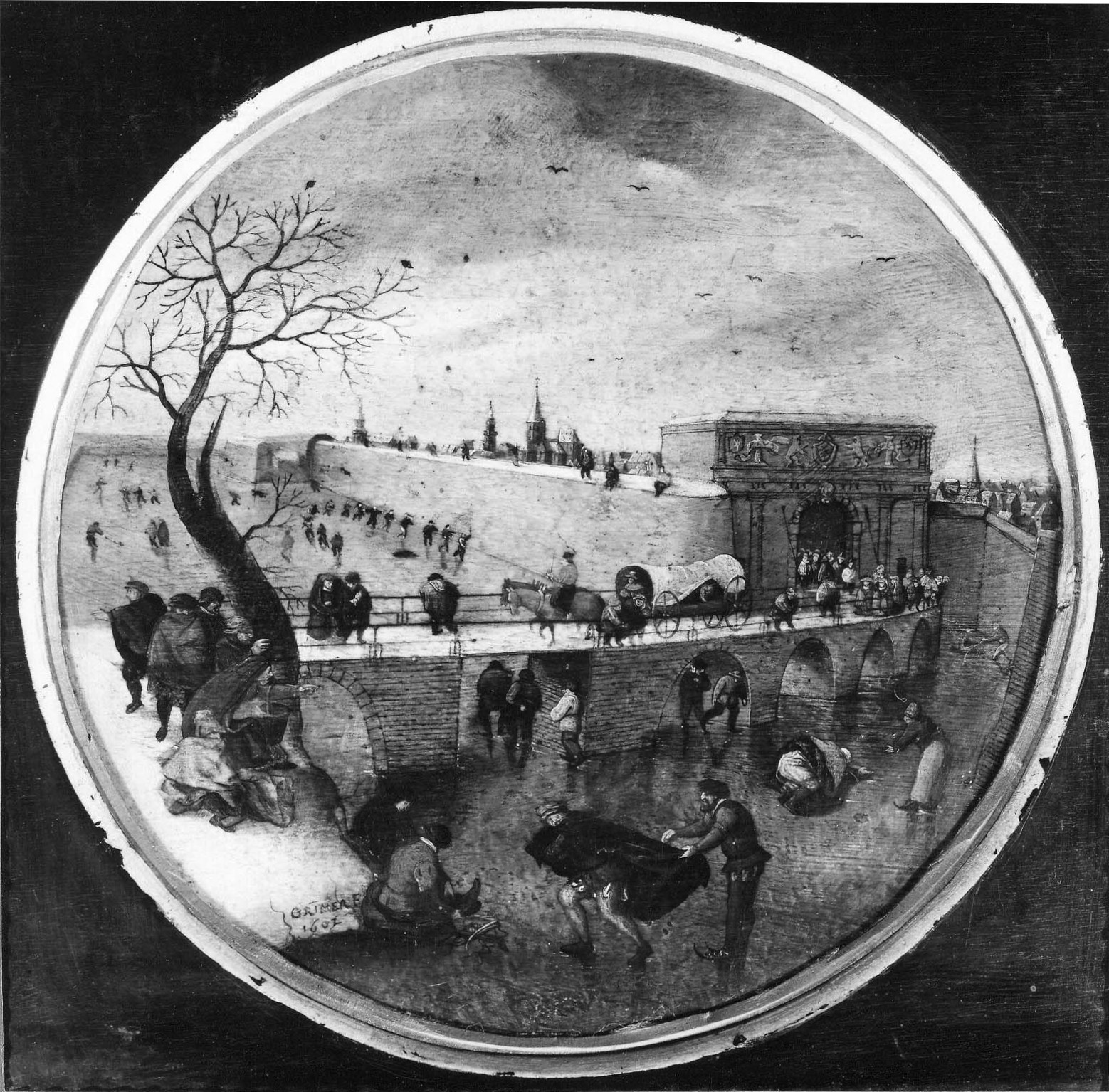 Abel Grimmer, Schaatsrijden op de vestingsgrachten van de Sint-Jorispoort te Antwerpen