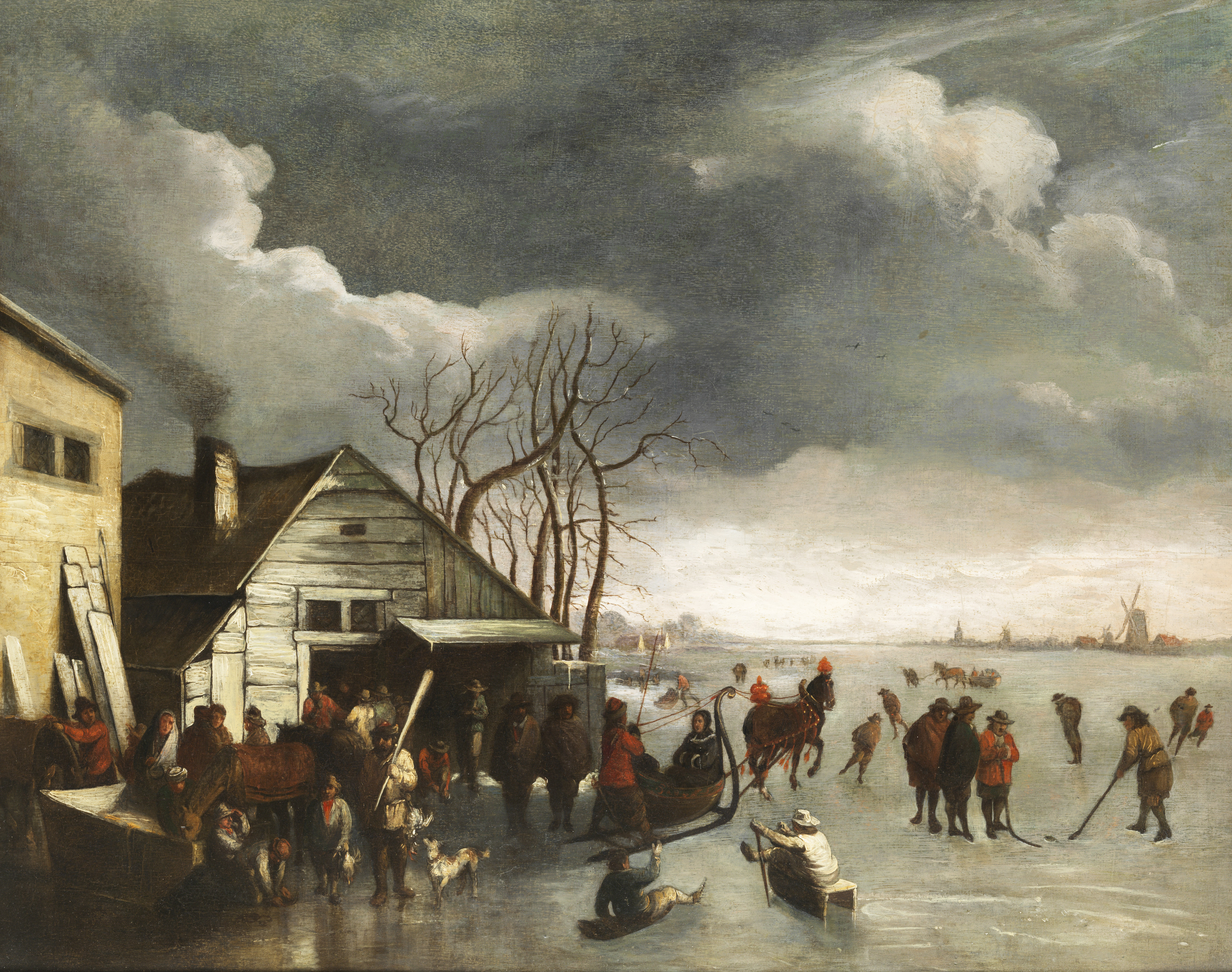 Nicolaes Hals, Ice Amusements on vast Polder Lake