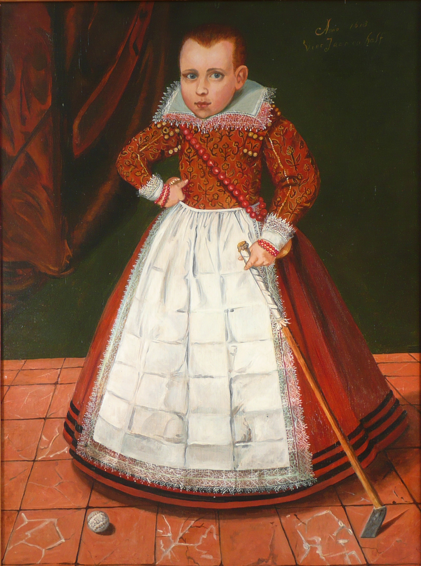 Marinus Molenaar Kanters (?), Portret van een jongeman van ongeveer 4,5 jaar oud. 1613