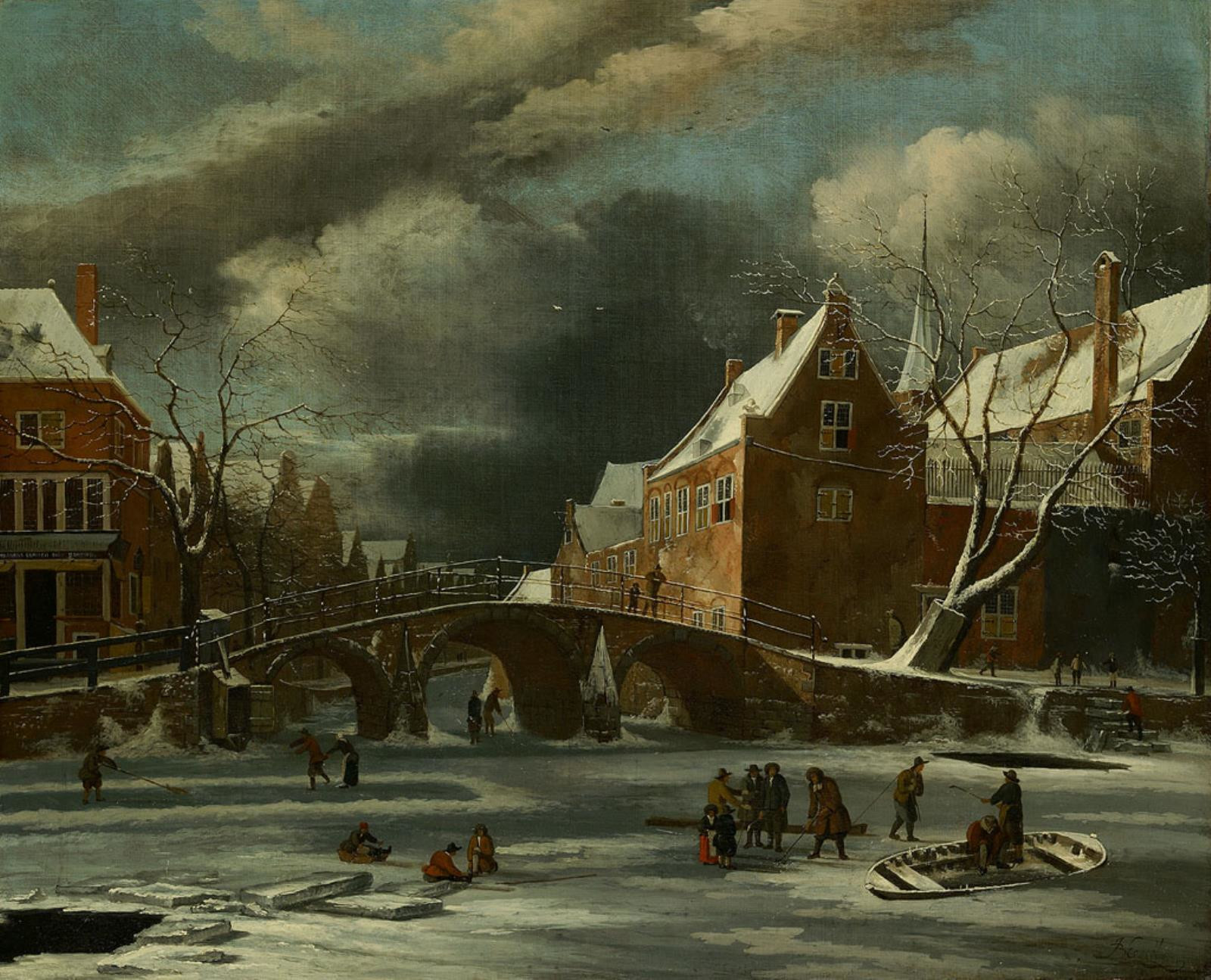 Jan van Kessel, The Spui and the Nieuwezijds Voorburgwal at Amsterdam in winter
