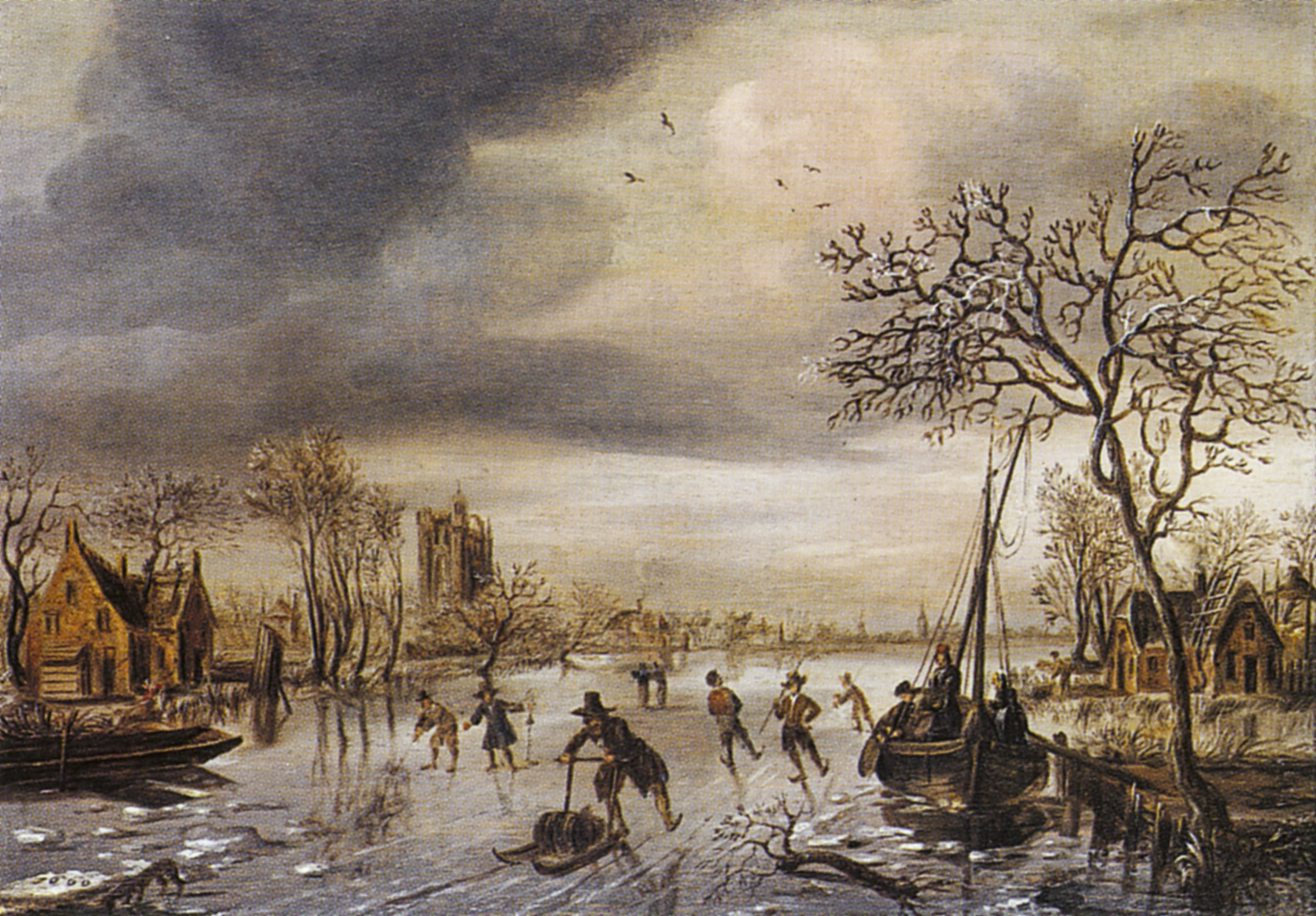 Gillis van Scheyndel II, Winterlandschap met colf spelende schaatsers