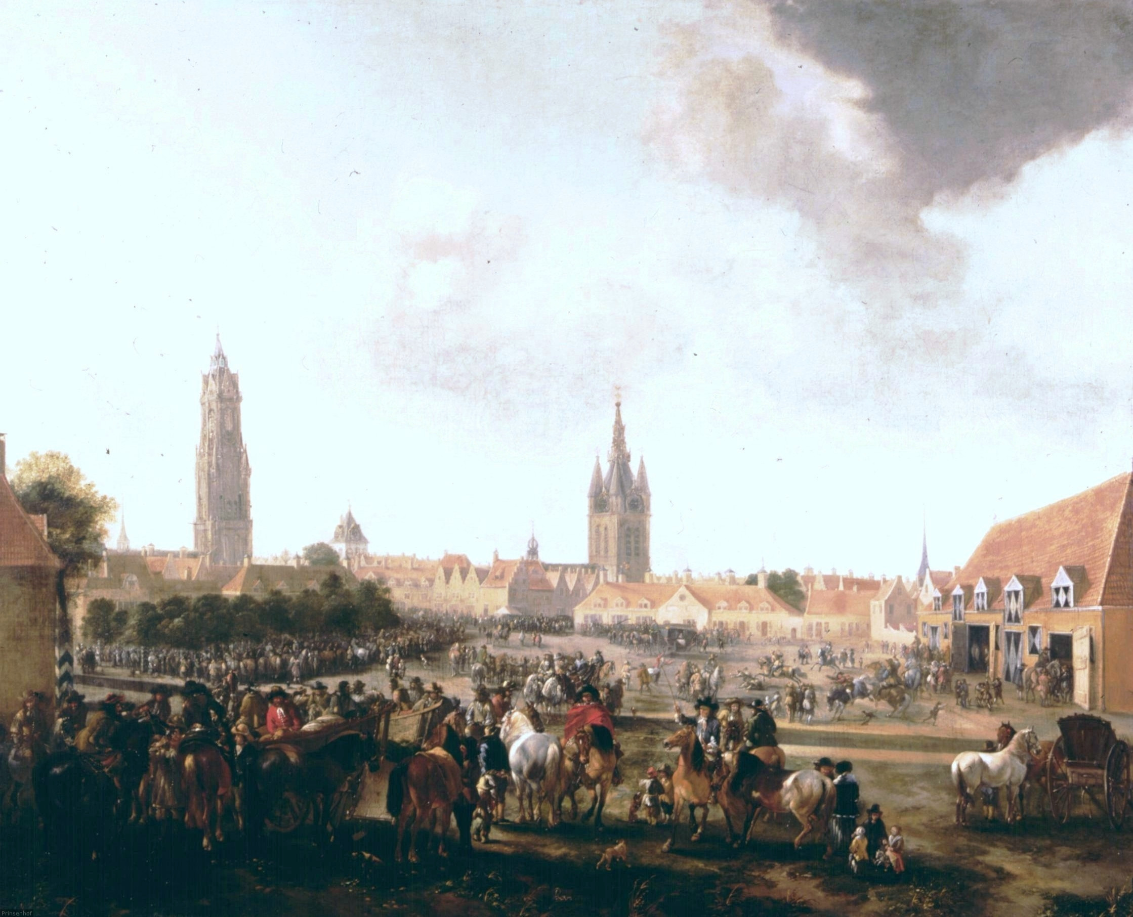 Pieter Wouwerman, De paardenmarkt te Delft. Ca. 1670