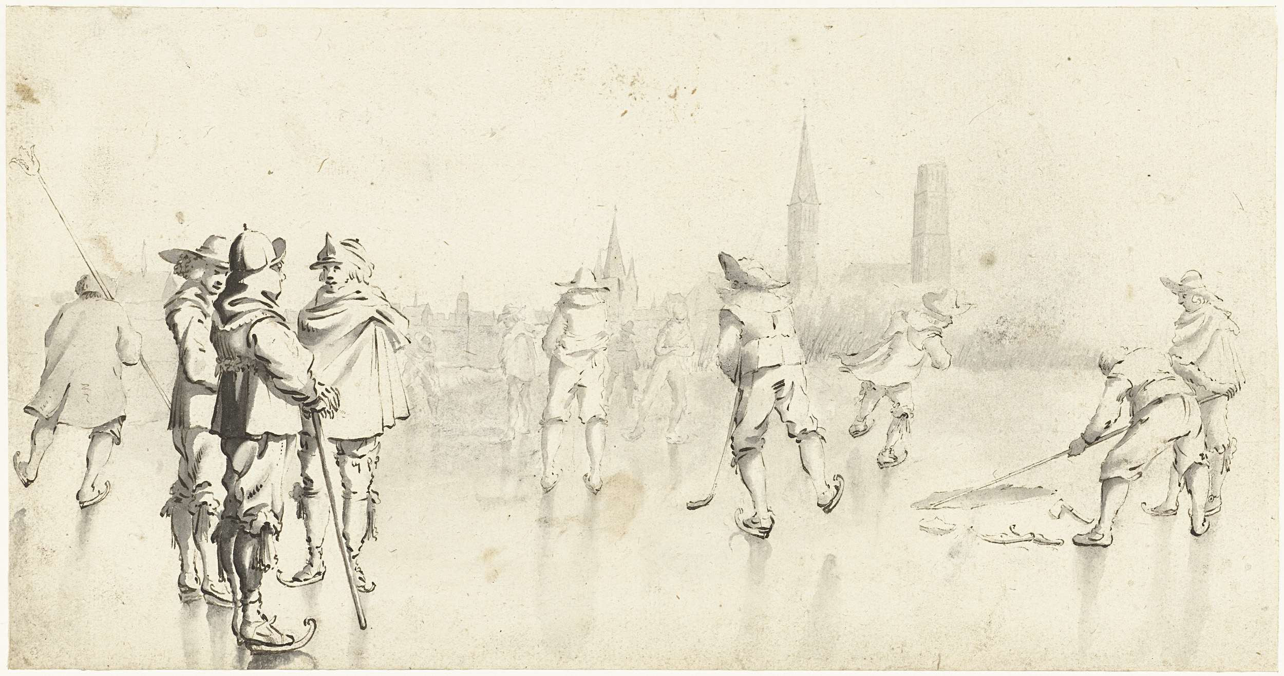 Gerard ter Borch II, Schaatsers buiten Zwolle