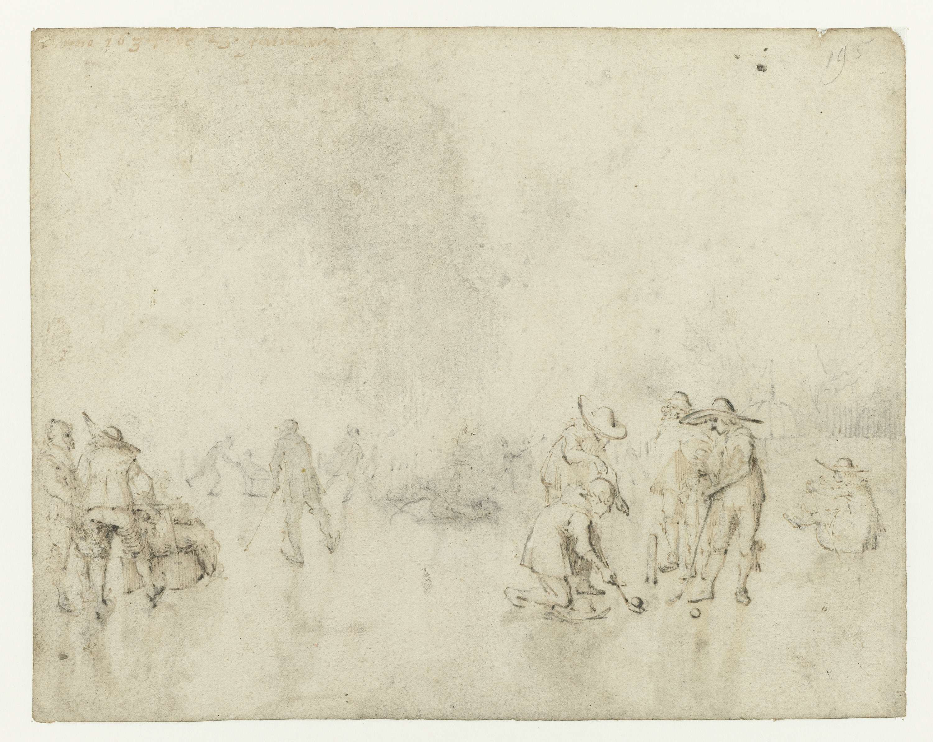 Gerard ter Borch II, IJsgezicht met kolfspelers. 1634