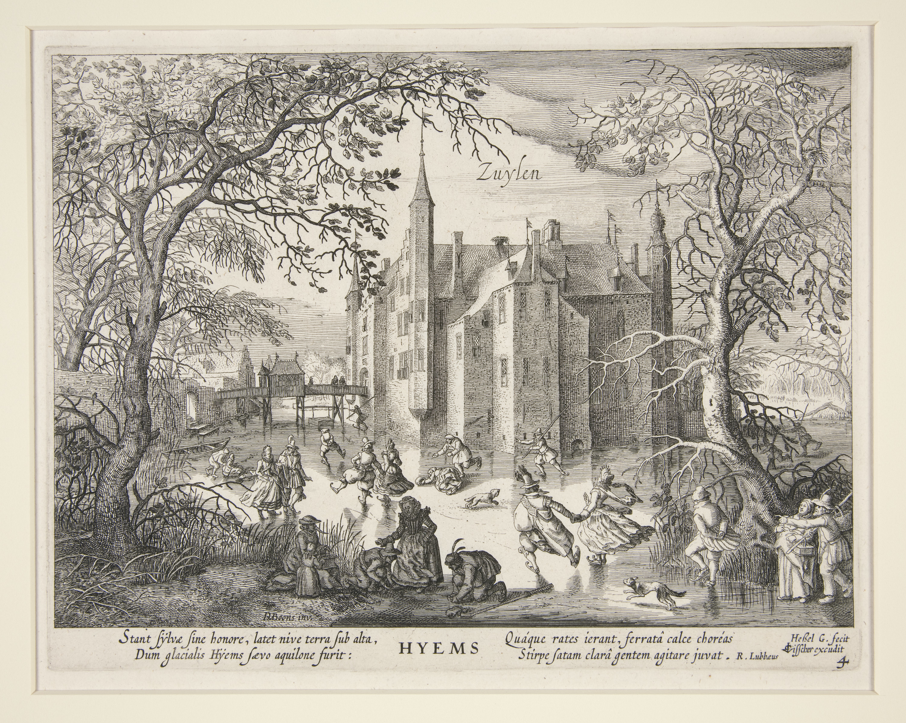 Hessel Gerritsz., Winter kasteel Zuylen. Ca. 1610-1620