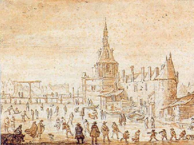 Pieter de Neyn, Gezicht op de Blauwpoort en muurhuizen te Leiden