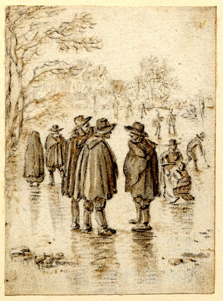 Herman Saftleven, Figures on a frozen canal
