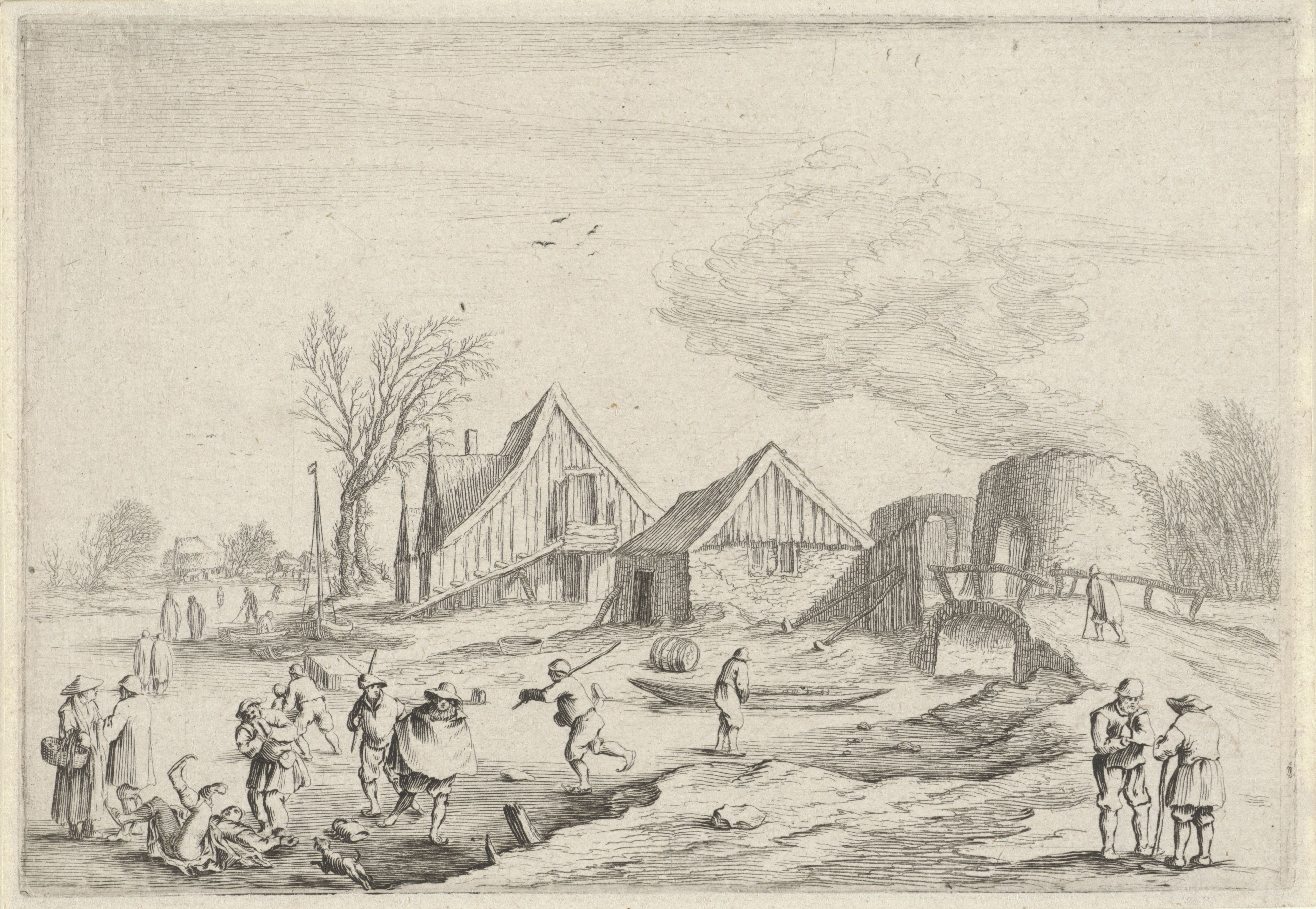 Gillis van Scheyndel, Winterlandschap met brandende kalkoven. 1605-1653