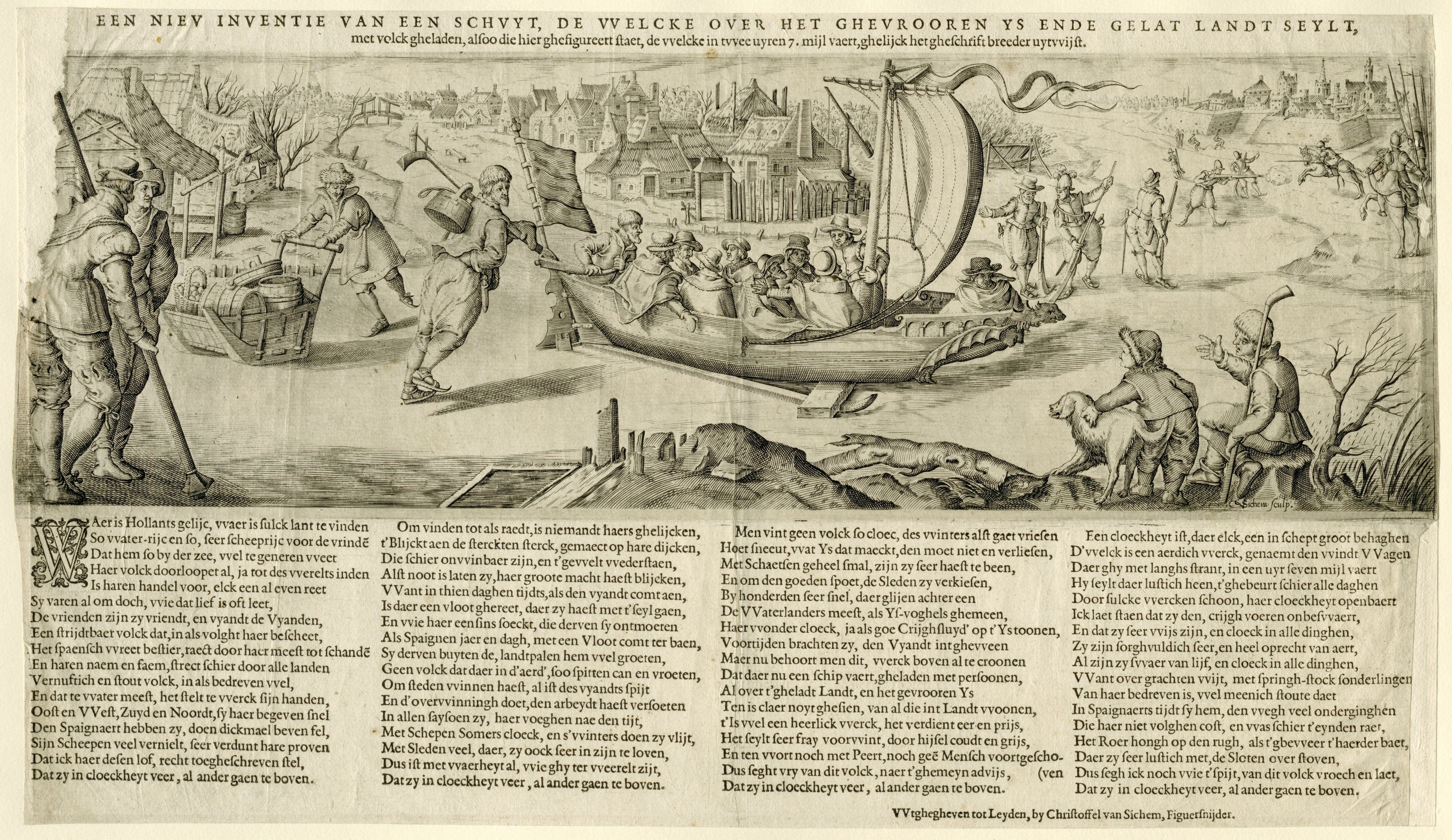 Christoffel van Sichem, IJsschuit. Ca. 1600
