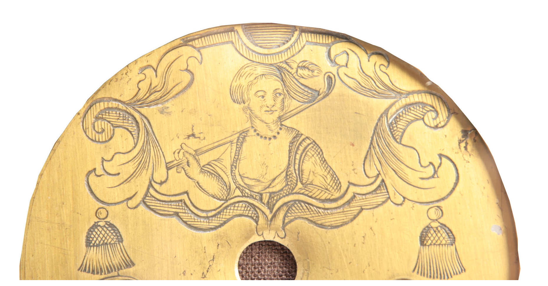 Top half of a dial of a Dutch clock. Late 17th century