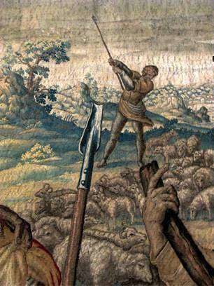 Gobelin  (detail), Onbekend 'stok-met-bal-spel'