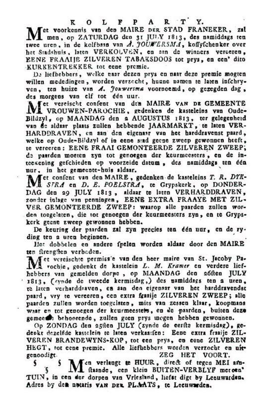 Franeker, Leeuwarden. 1818