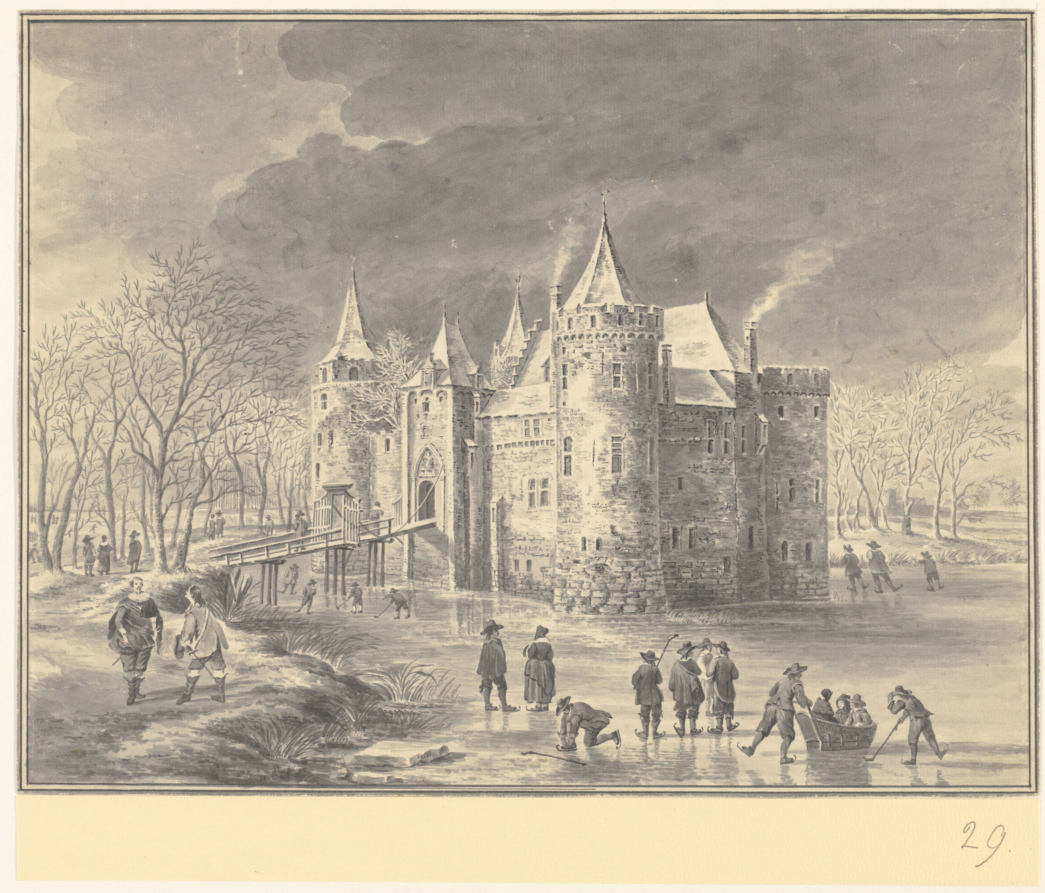 Anoniem, IJspret voor kasteel Muiderslot. Voorstelling anno 1658