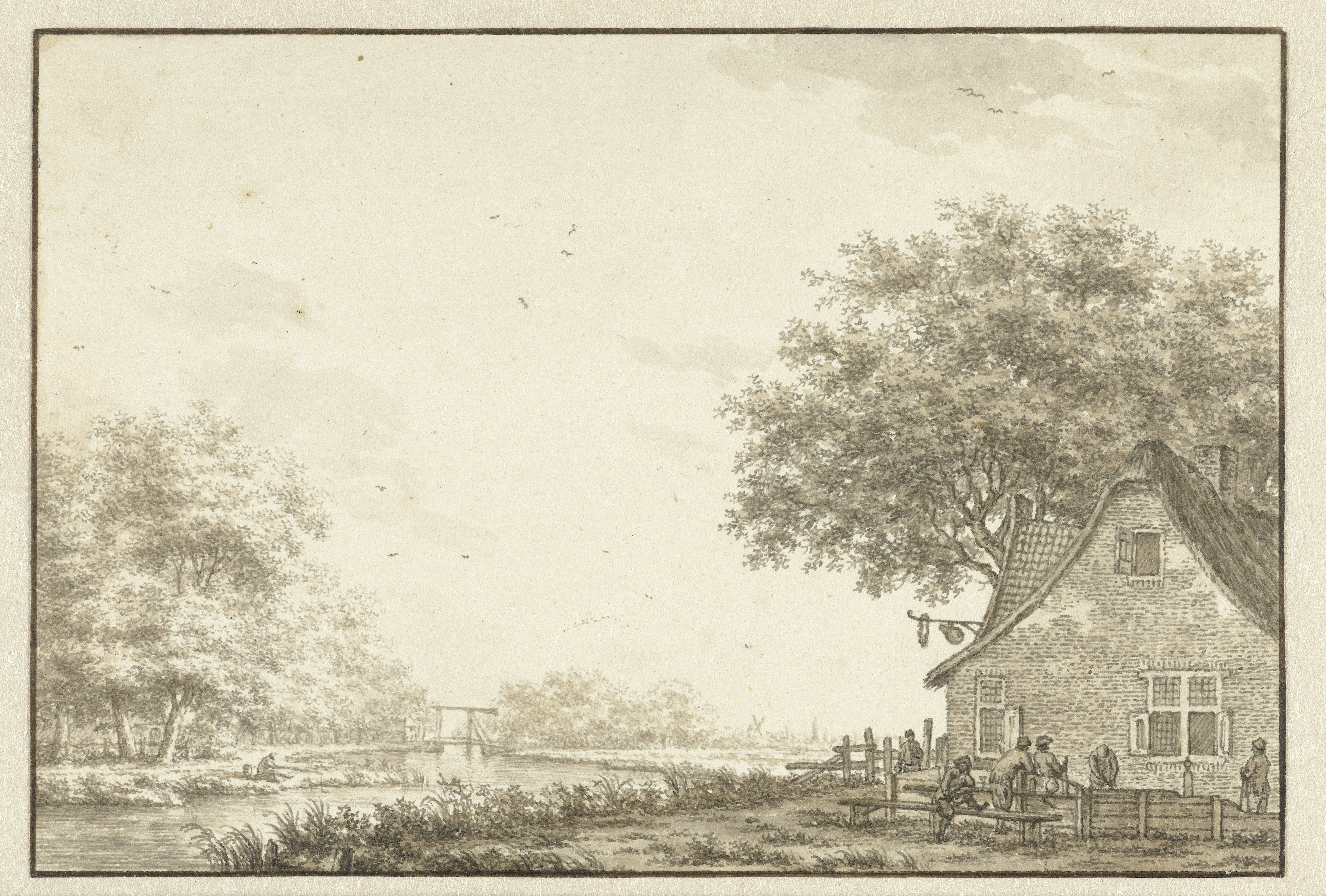 Jacob Cats, Kolfspelers bij een herberg aan een water. 1770