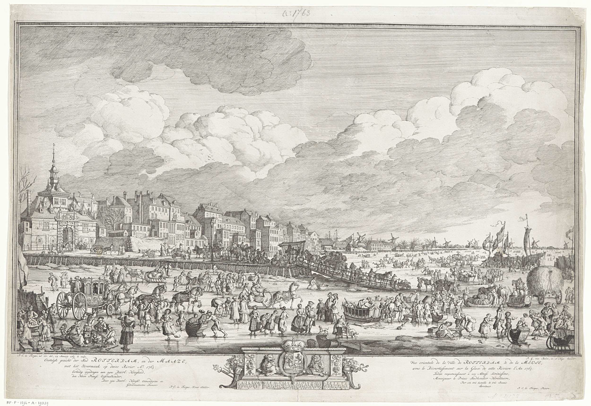 Paulus Constantijn la Fargue, IJspret op de Maas ter hoogte van Rotterdam. 1763