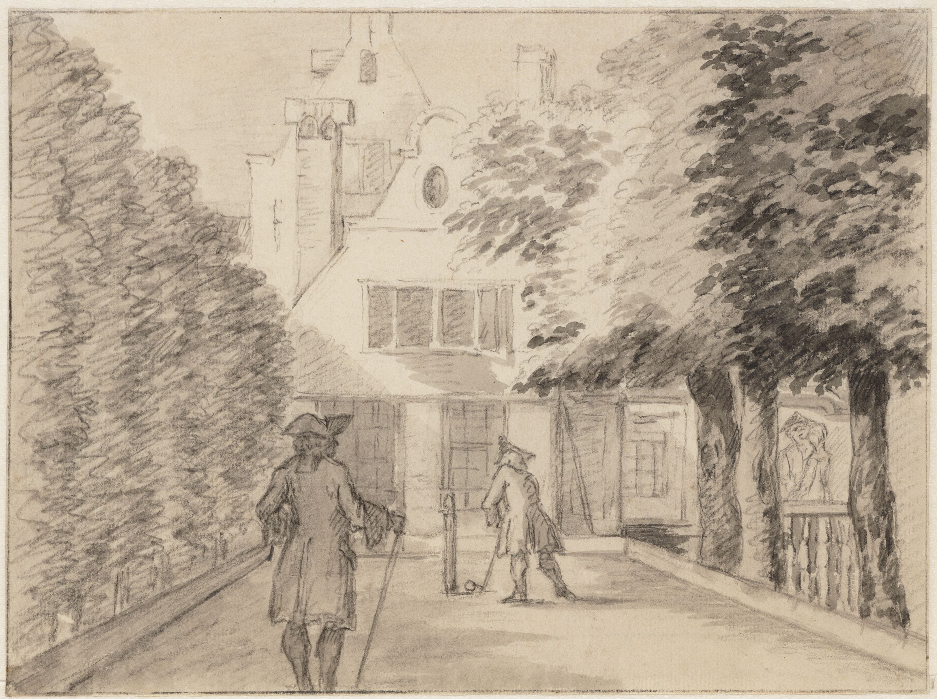 John Indigo Greenwood, Kolfbaan achter herberg 'De Zon' te Amsterdam. Ca. 1761