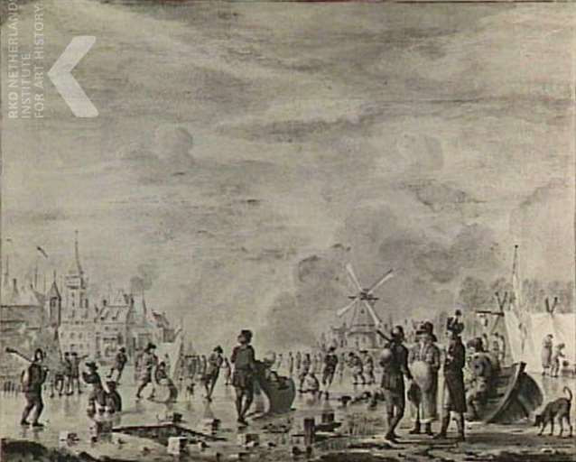 Jan Anthonie Langendijk, Winter scene on the ice