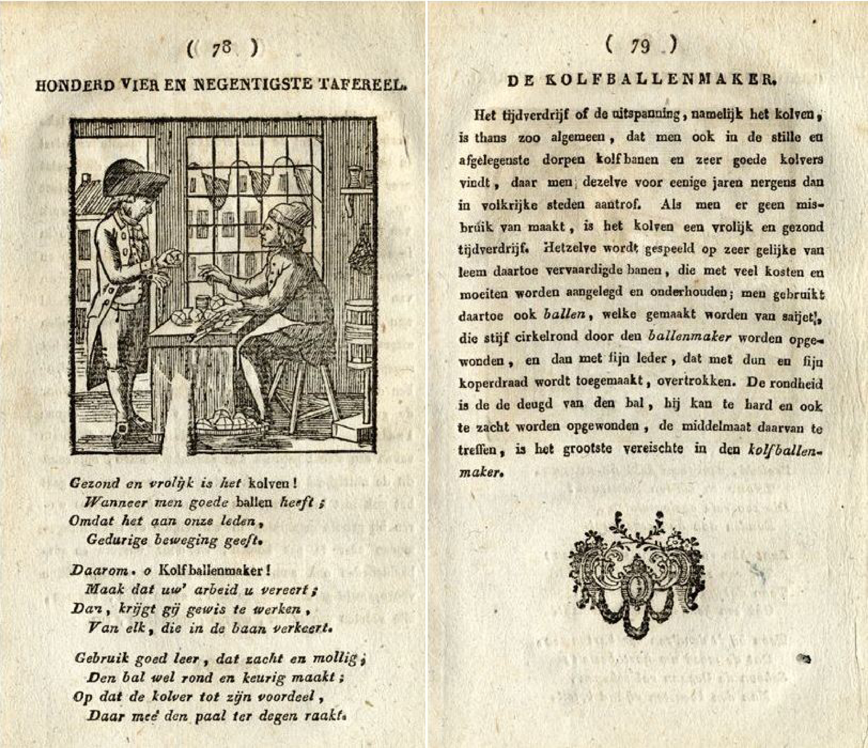 P.N. Muyt, Kolfballenmaker (met toelichtende tekst). 1792
