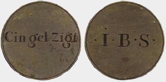 Toegangspenning van Joän Bernd Schöne tot het Amsterdamse kolfgezelschap Cingel-zigt