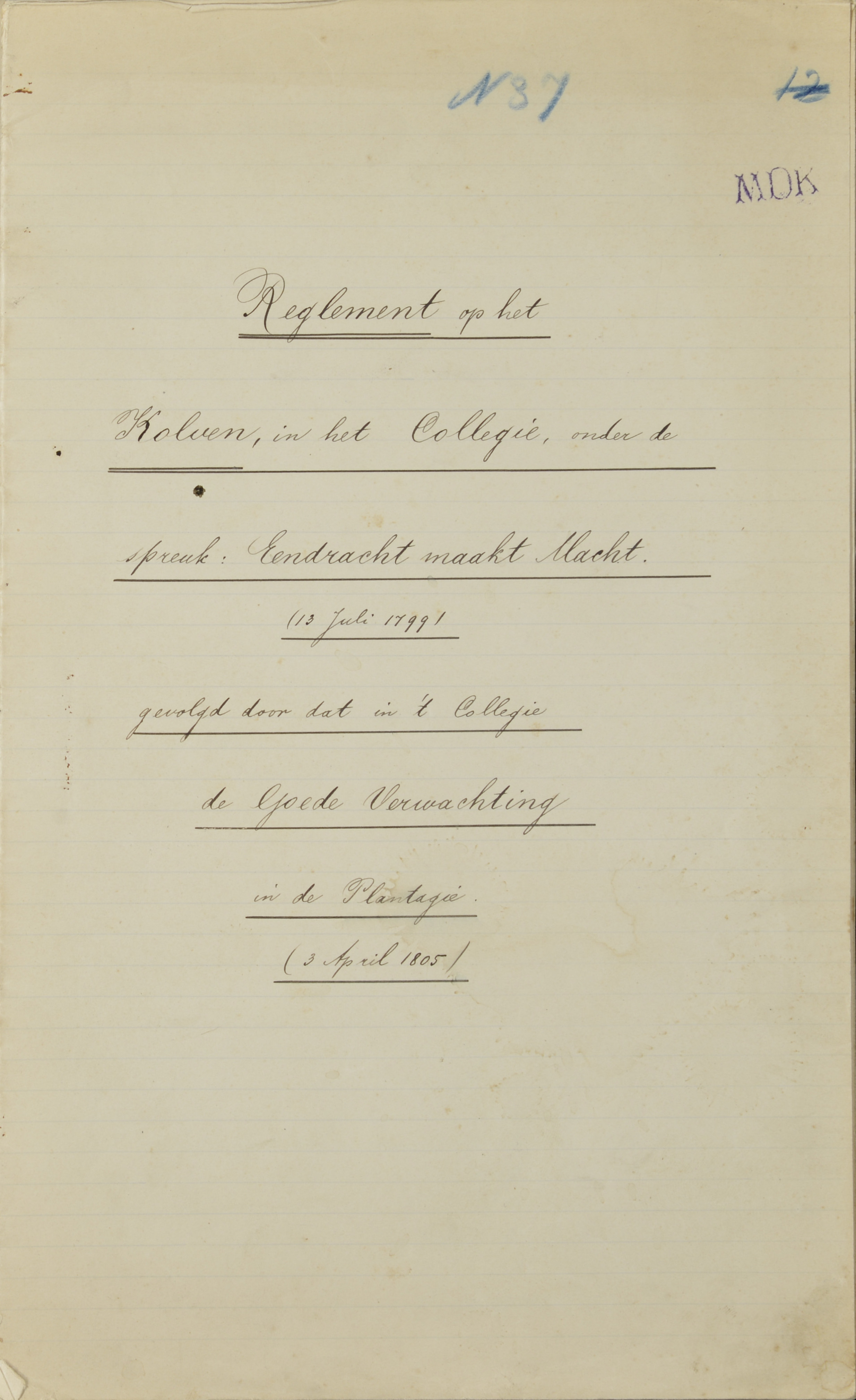 Eendracht maakt Macht. 1799