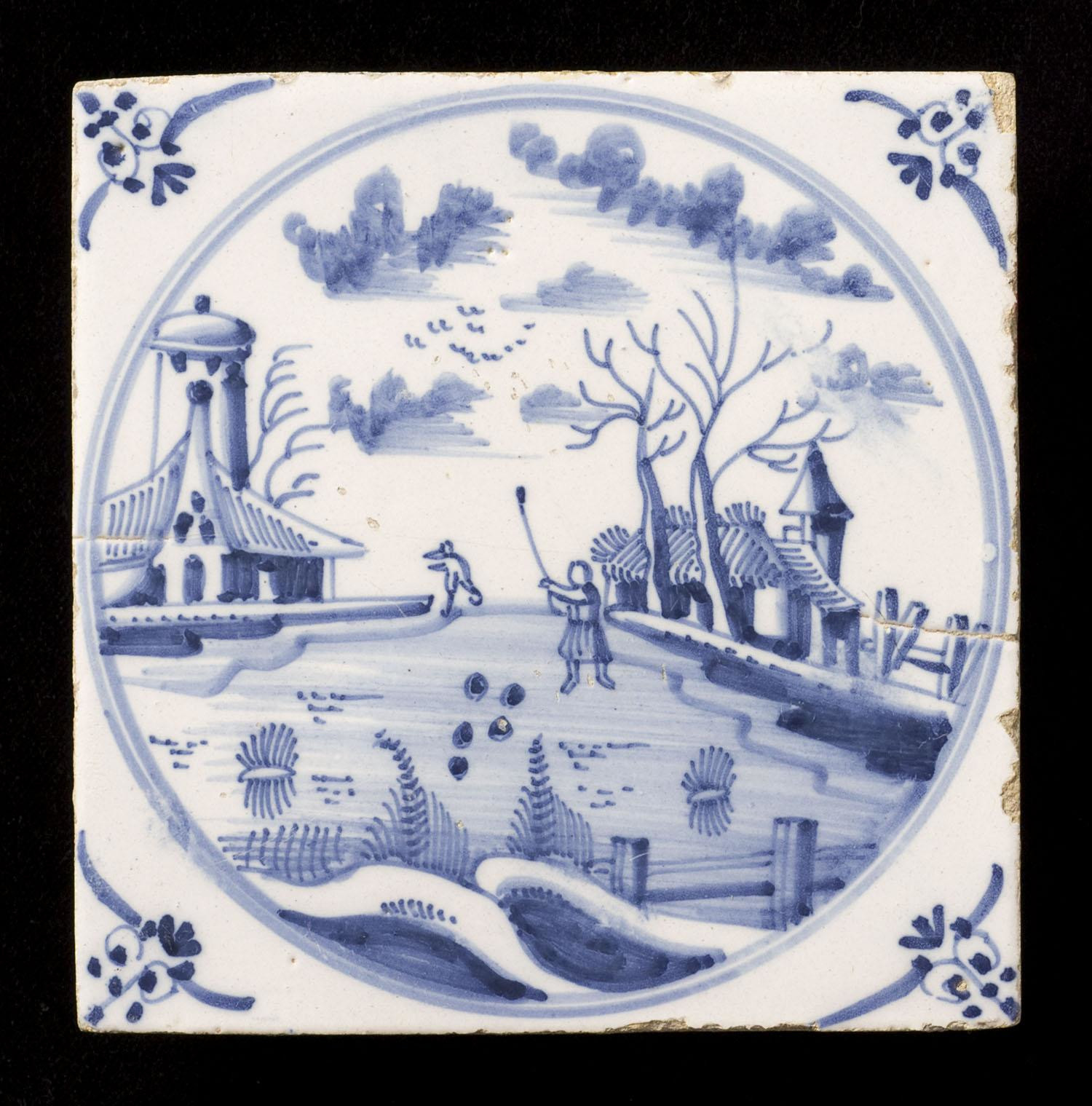 Tegel met twee ijscolvers en een schaatser