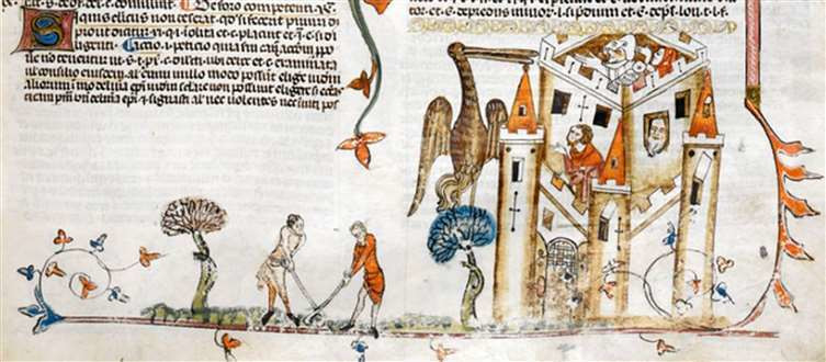 Genesis Figures and Crucifixion - ca. 1320