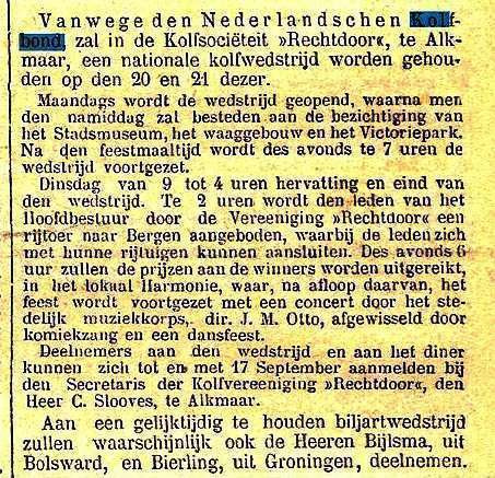 Nationale kolfwedstrijd Alkmaar - 1886