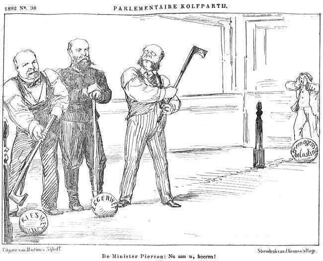 Politieke spotprent. 1892